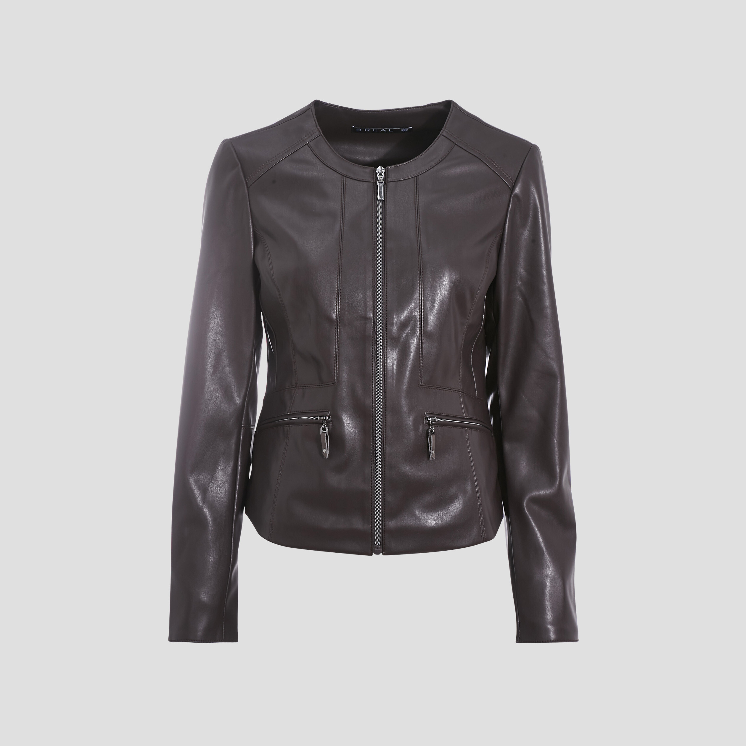 Veste cintrée zippée marron femme