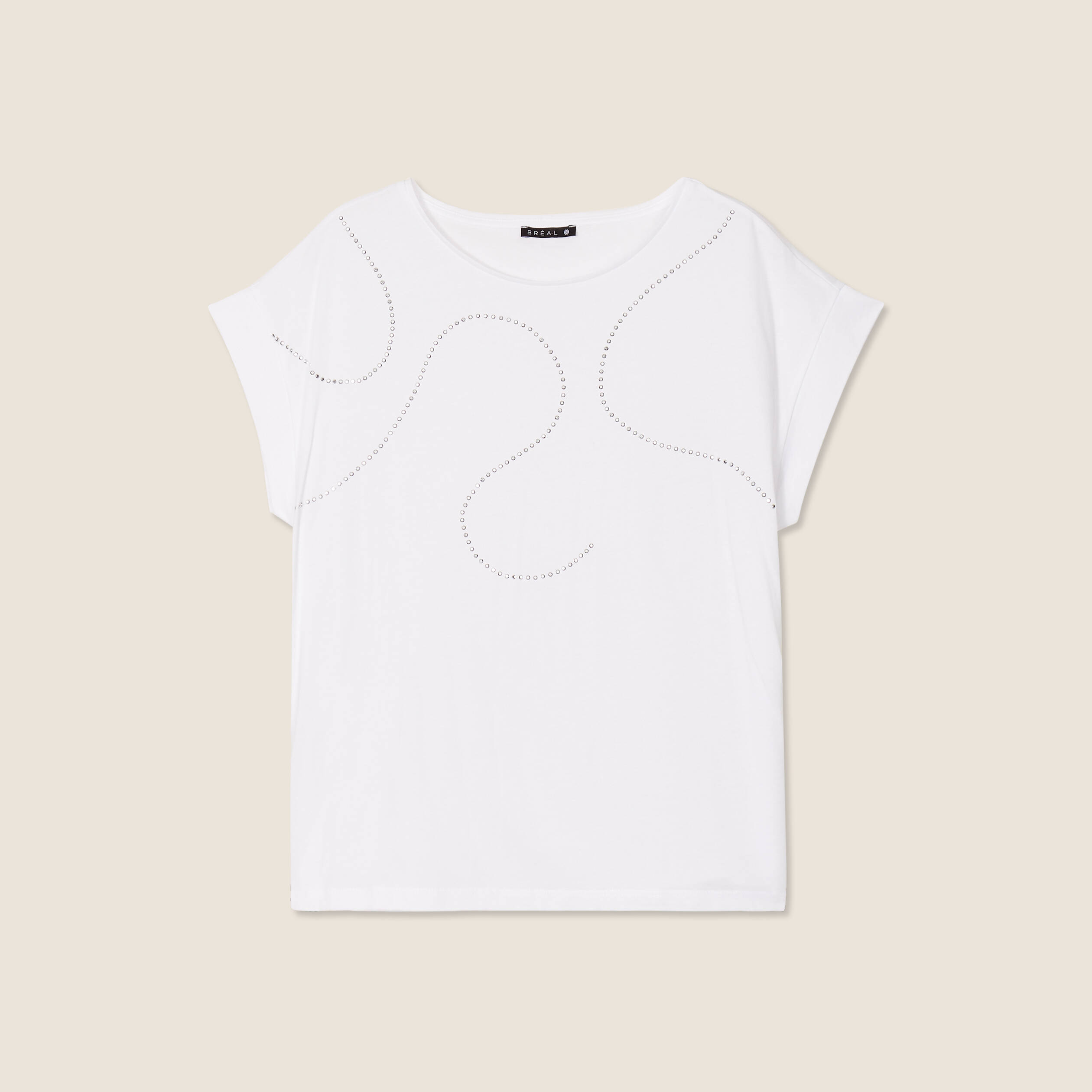 t shirt manches courtes clous blanc femme T-shirt manches courtes clous blanc femme