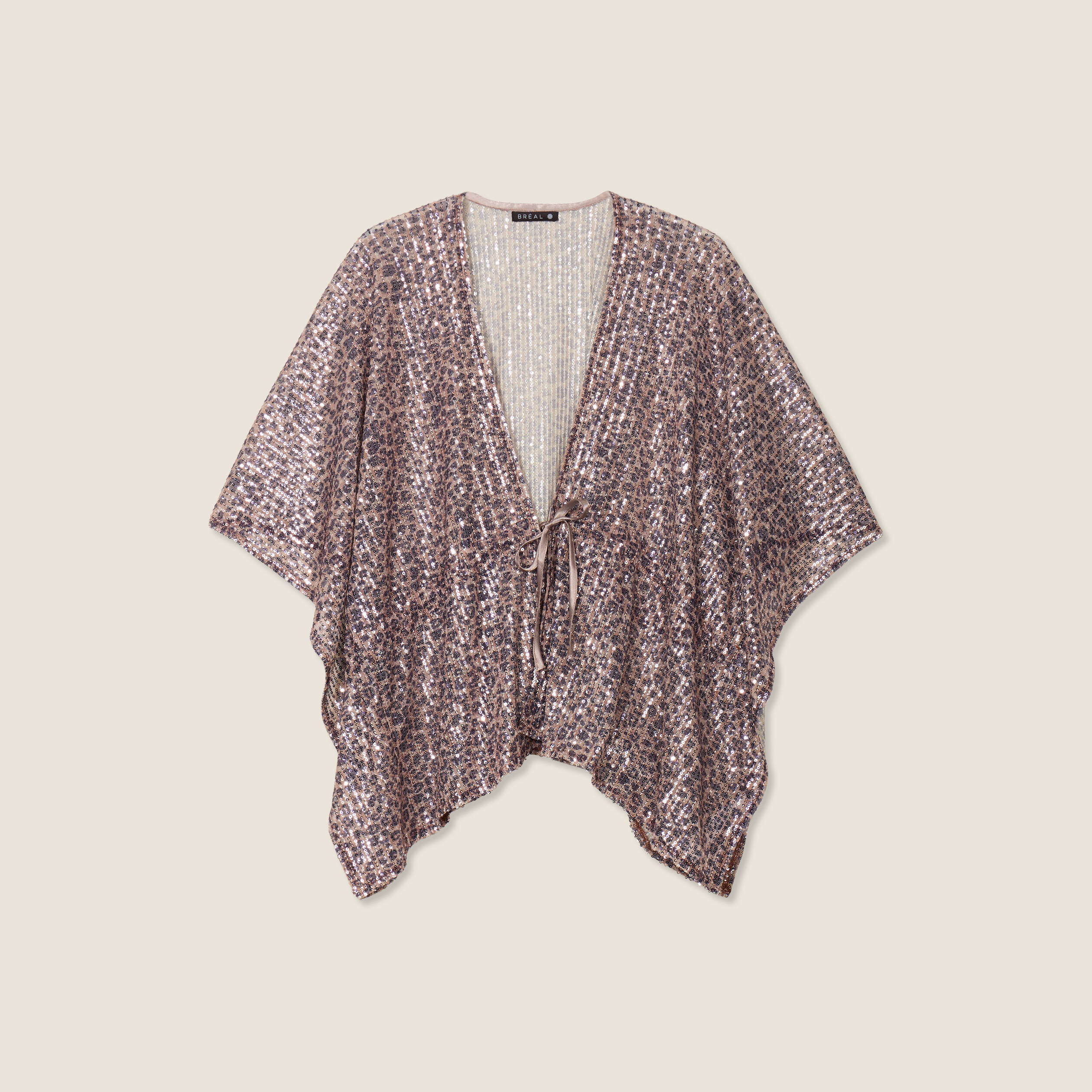 Kimono &agrave; sequins couleur cuivre femme