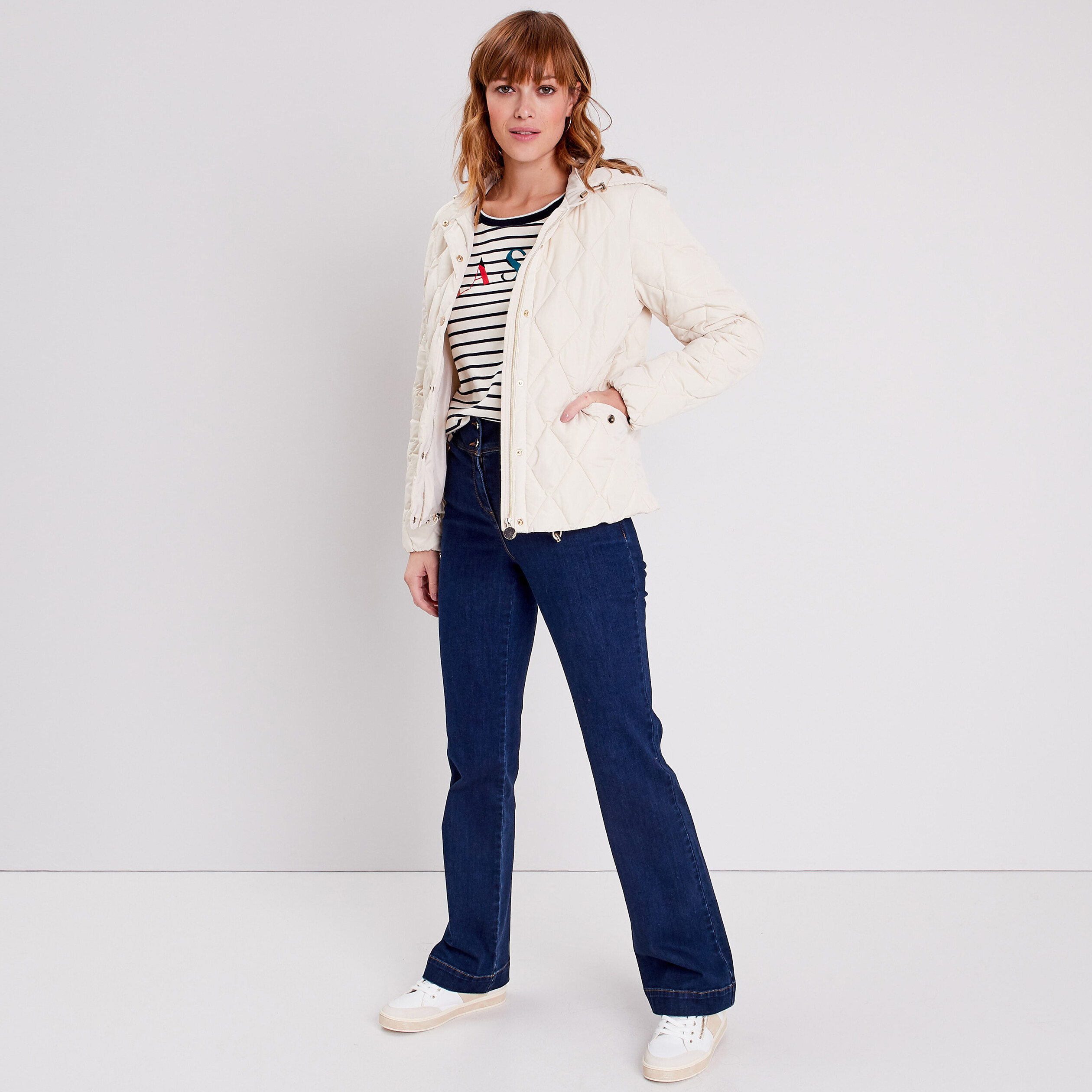 Jean bootcut taille haute denim stone femme