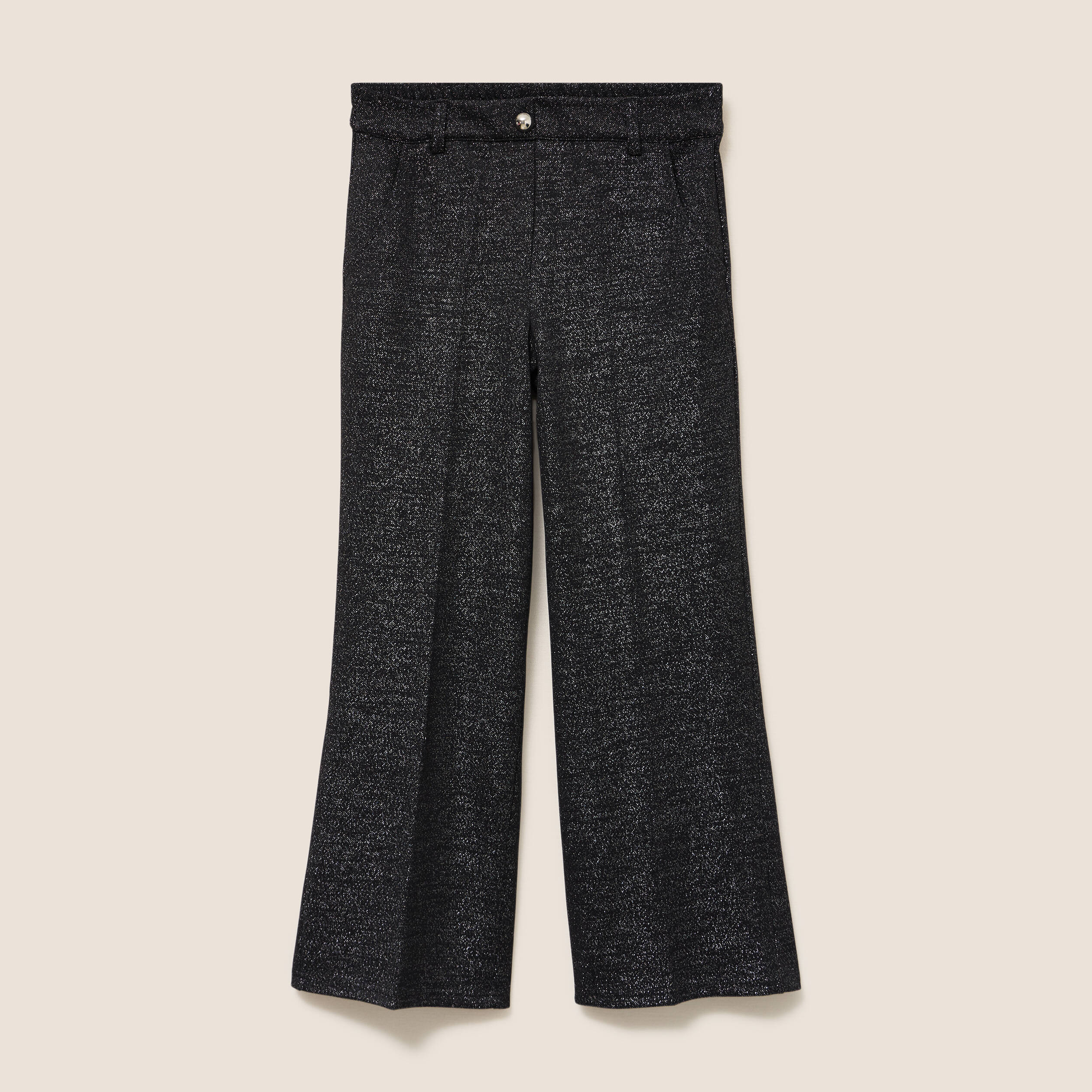 Pantalon large &agrave; paillettes noir femme
