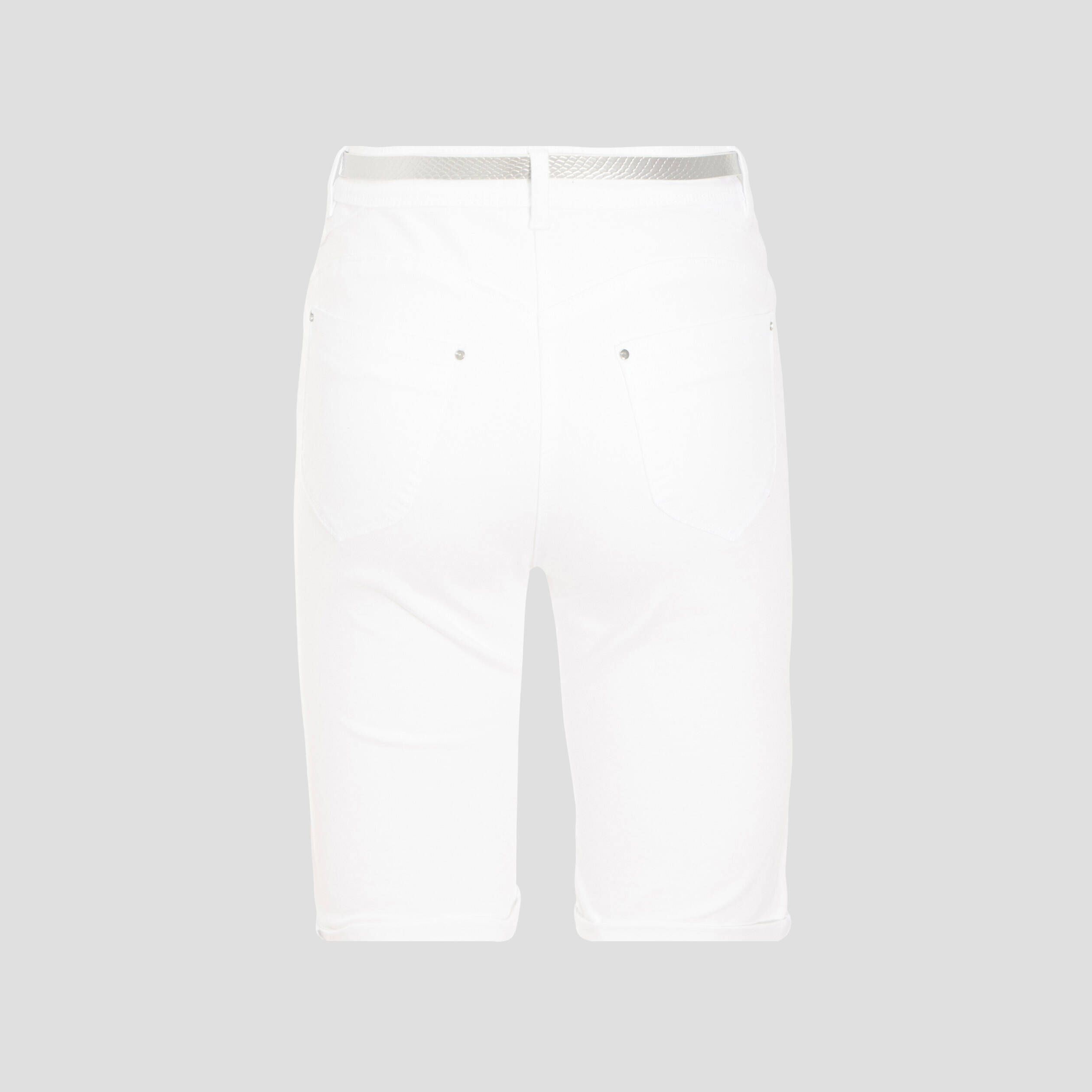 Bermuda ajusté ceinturé blanc femme