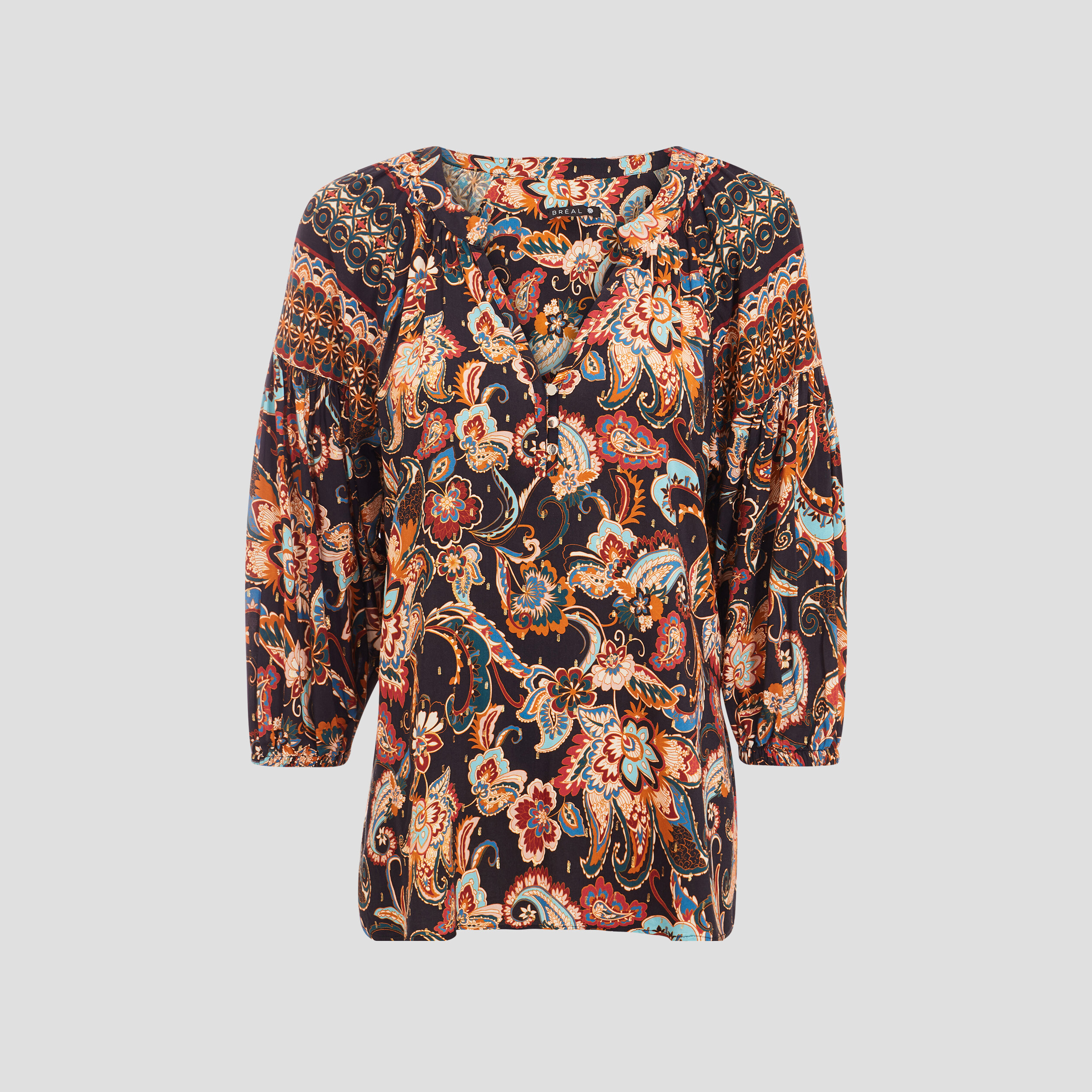 Blouse manches 3/4 bleu foncé femme