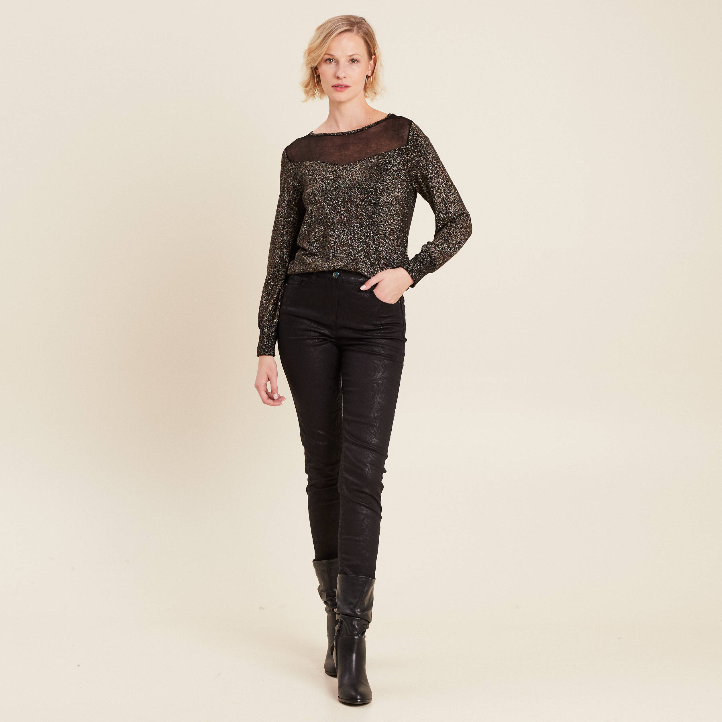 Pull manches longues camel femme