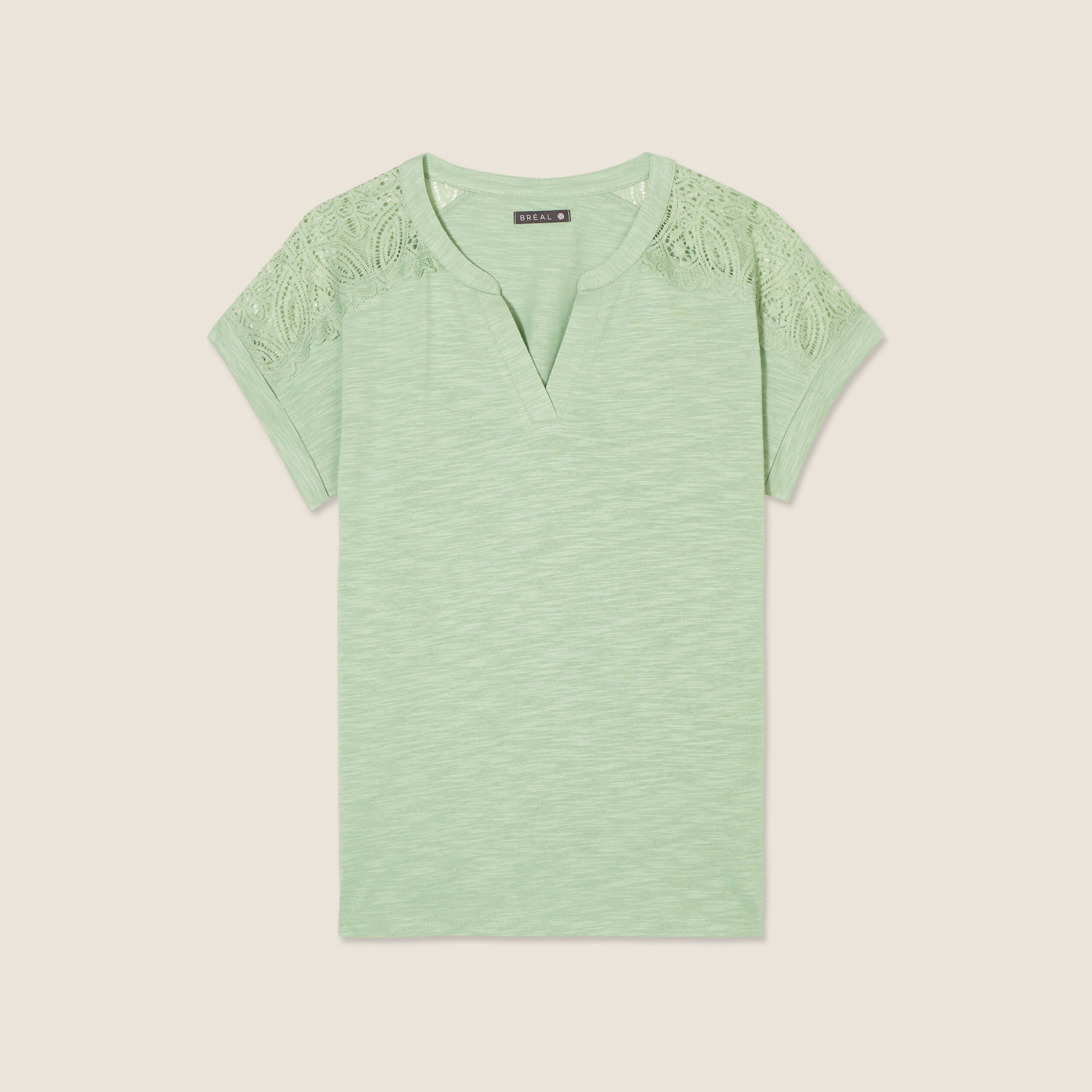 T-shirt manches courtes vert olive femme