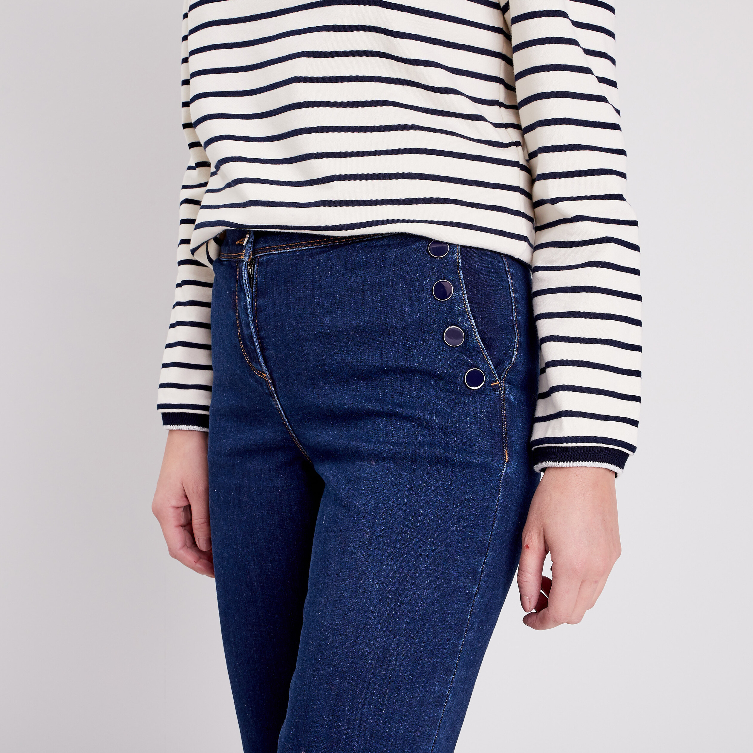 Jean bootcut taille haute denim stone femme