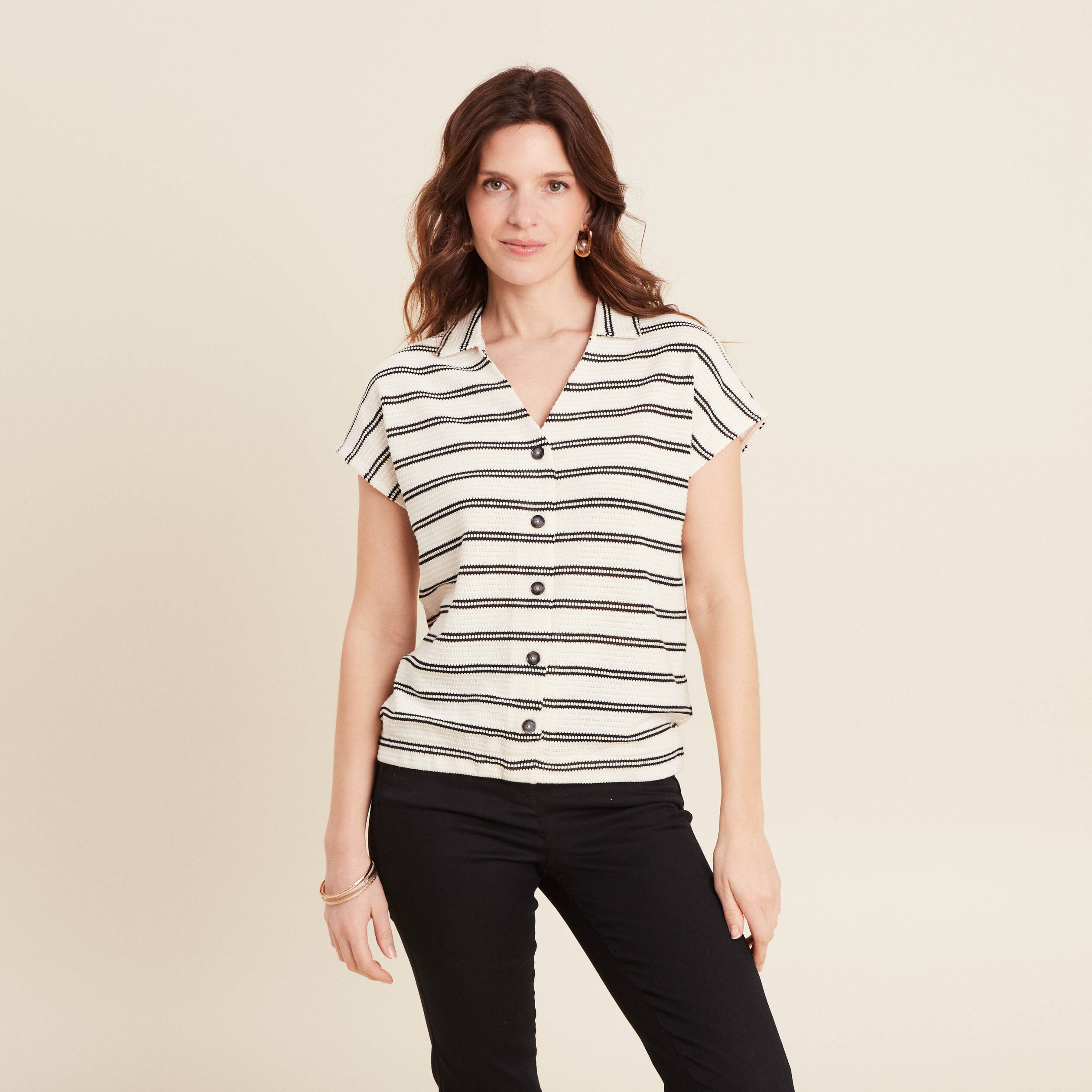 Blouse manches courtes blanc femme