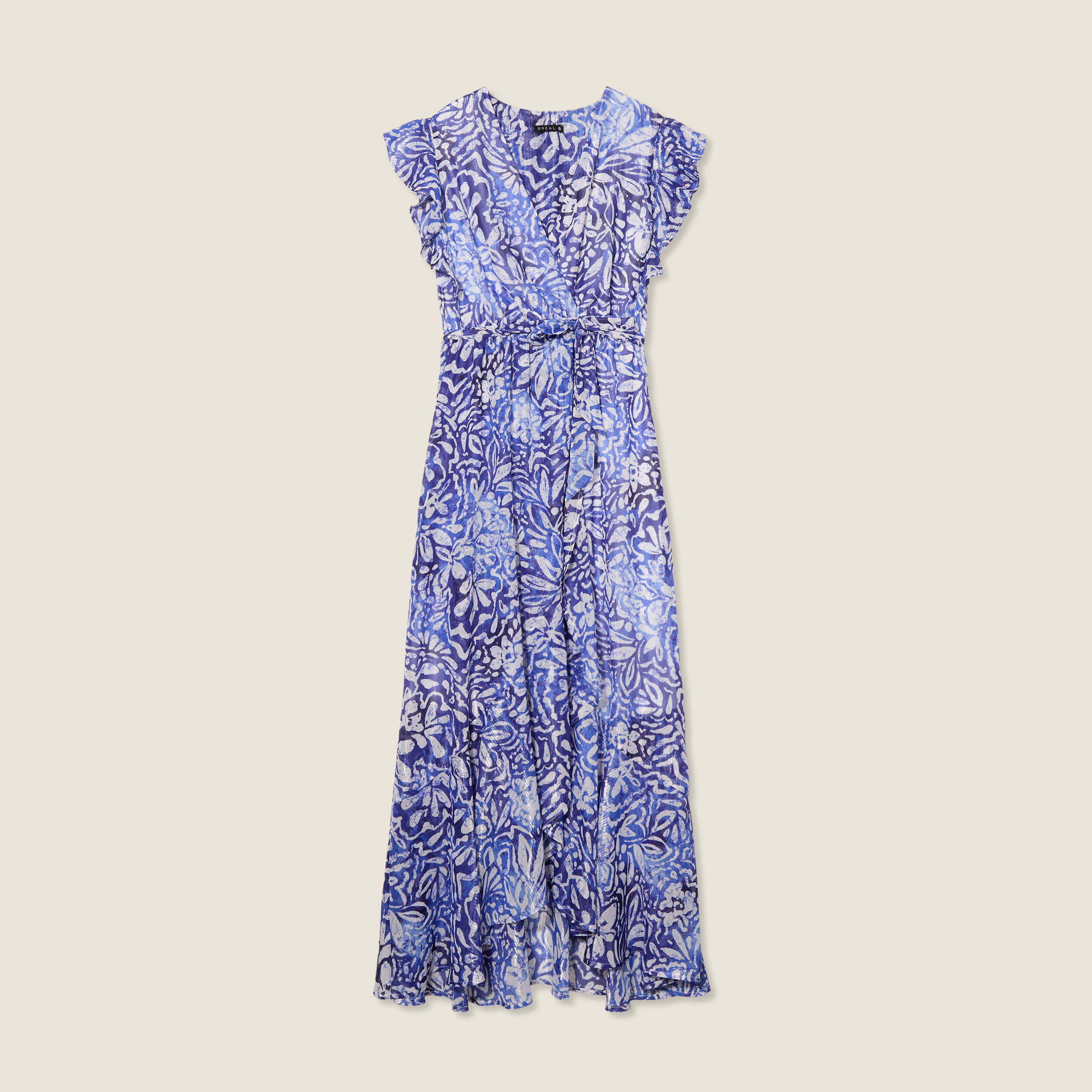 Robe longue portefeuille bleu femme