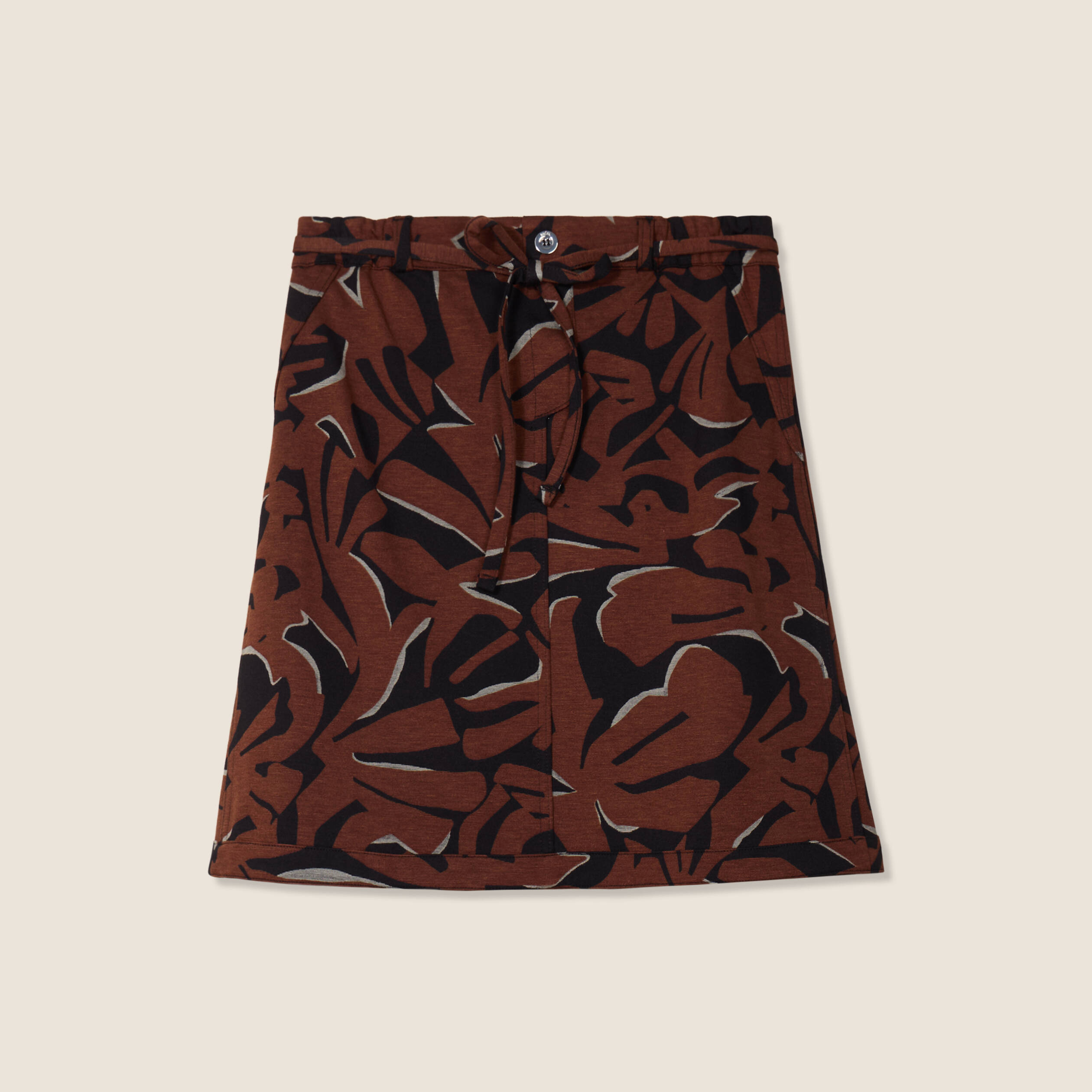 Jupe trapèze réversible marron femme