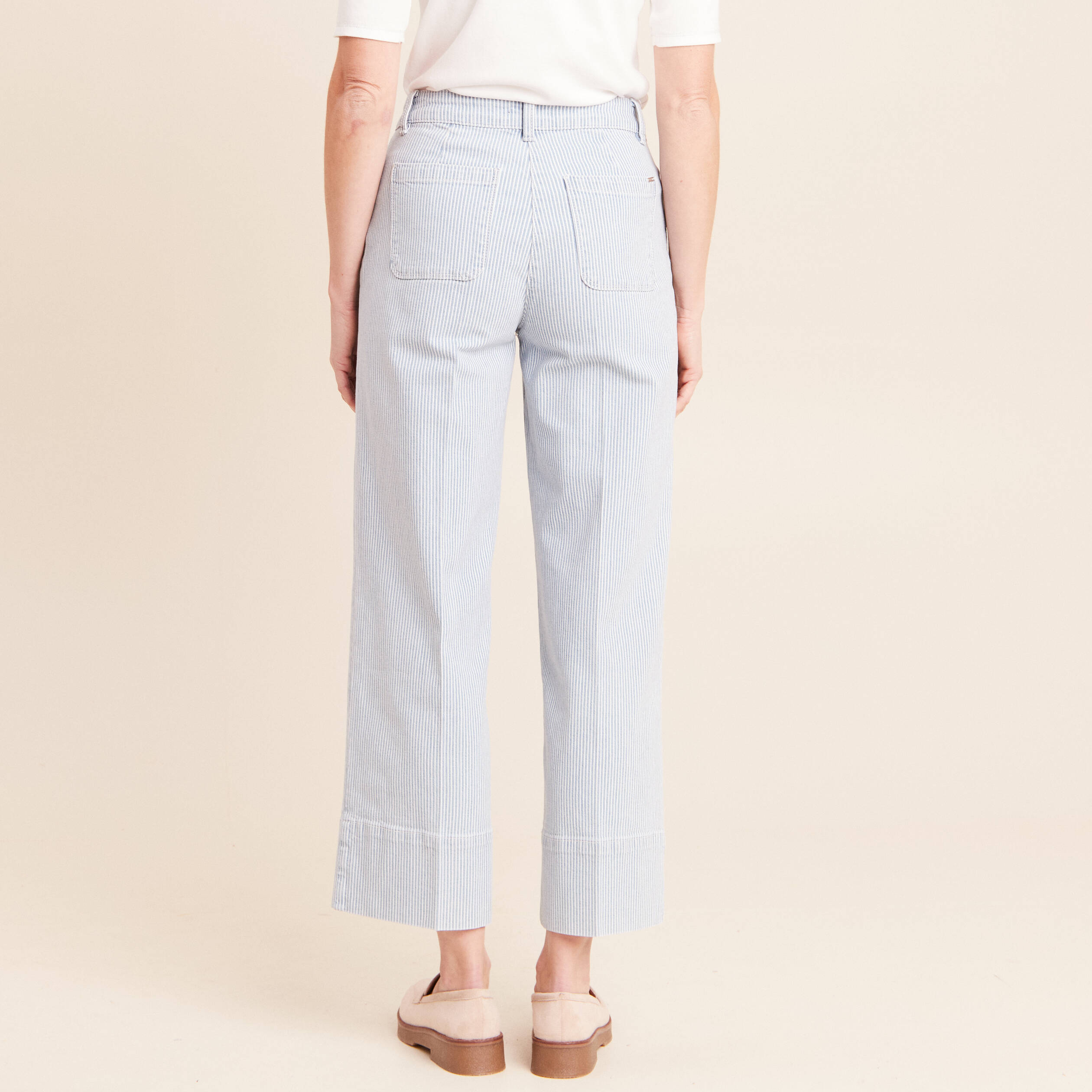 Jean coupe large 7/8&egrave;me bleu femme