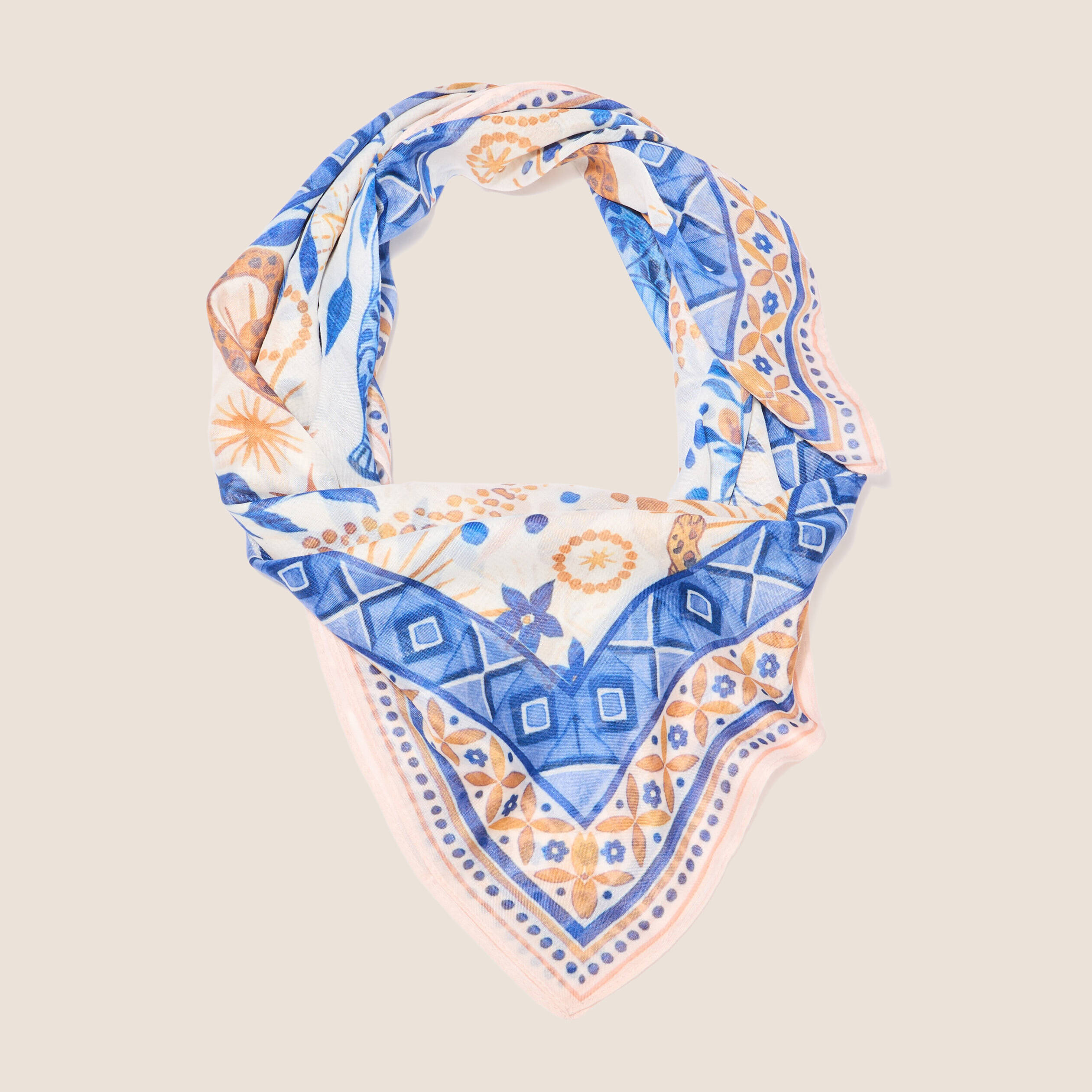 Foulard carré bleu femme