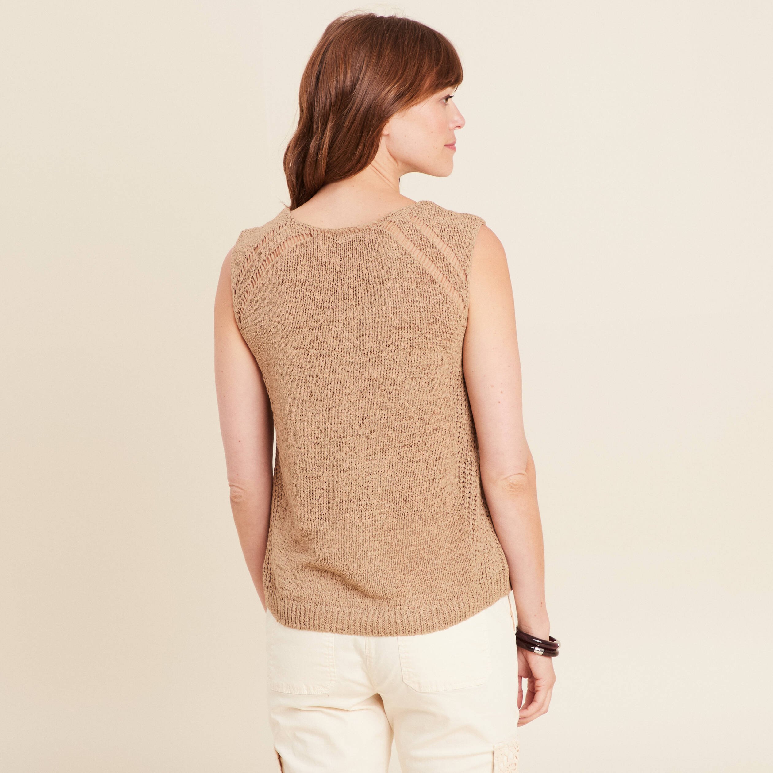 debardeur tricot sans manches sable femme Débardeur tricot sans manches sable femme