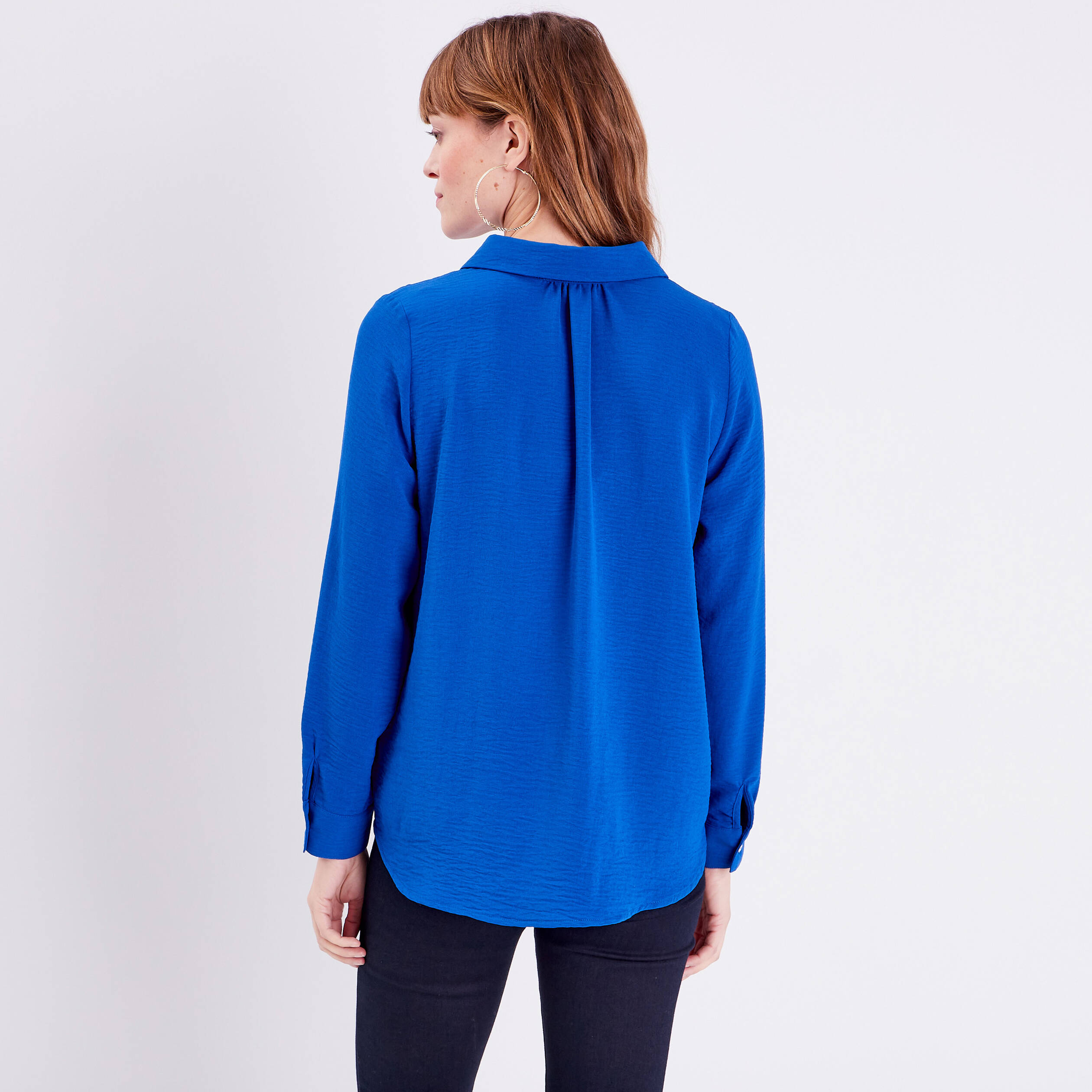 Chemise à manches longues bleu electrique femme