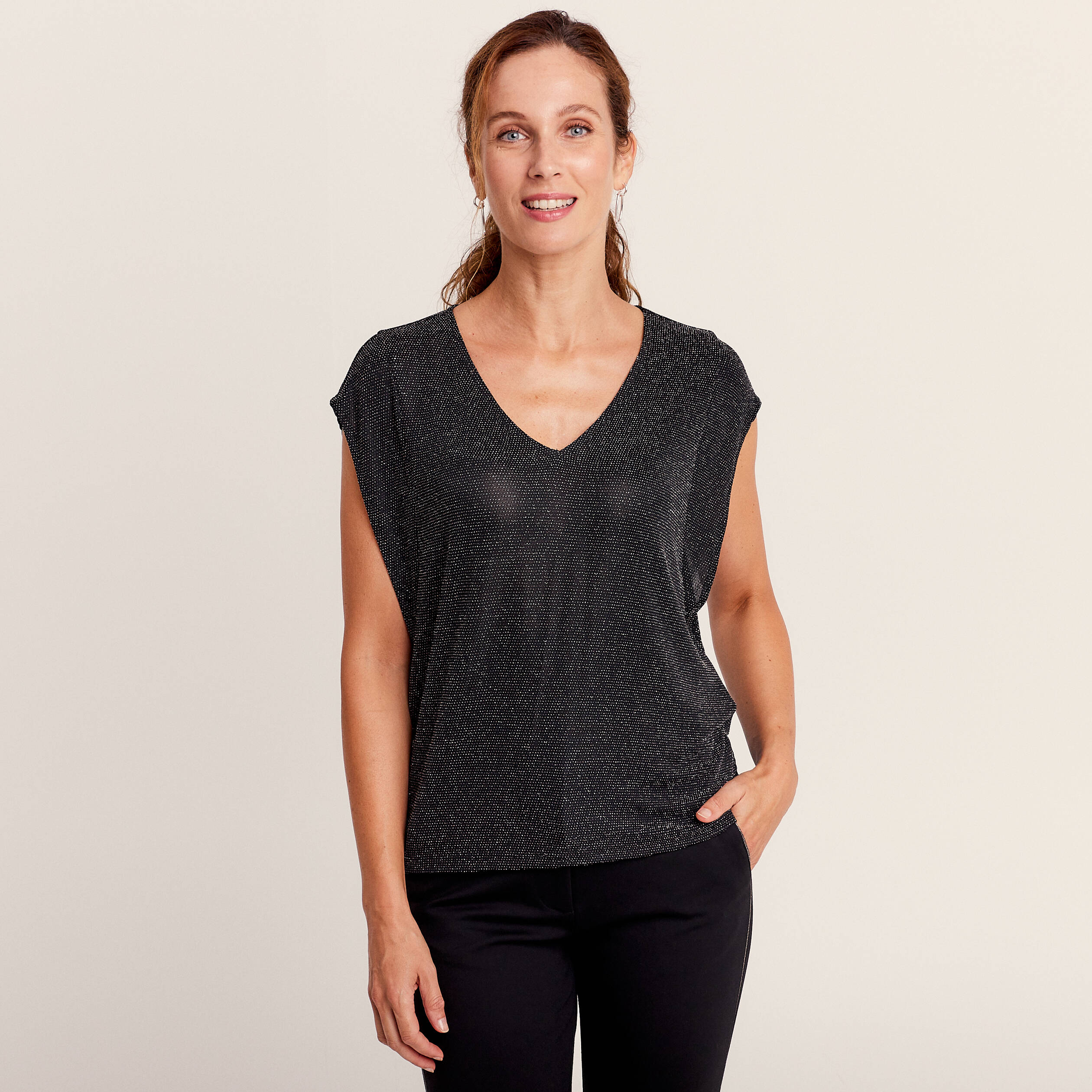 T-shirt manches courtes noir femme