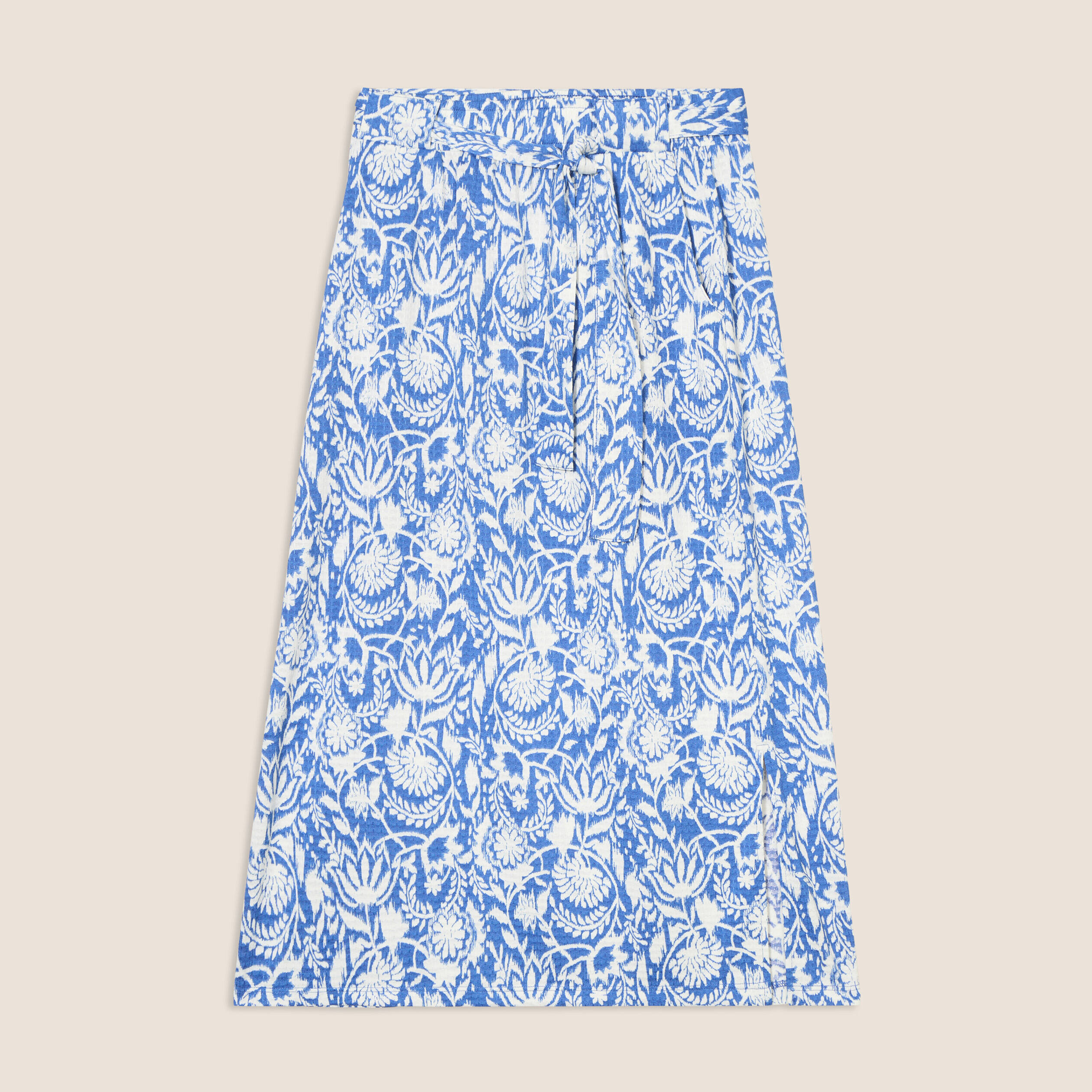 Jupe midi droite bleu femme