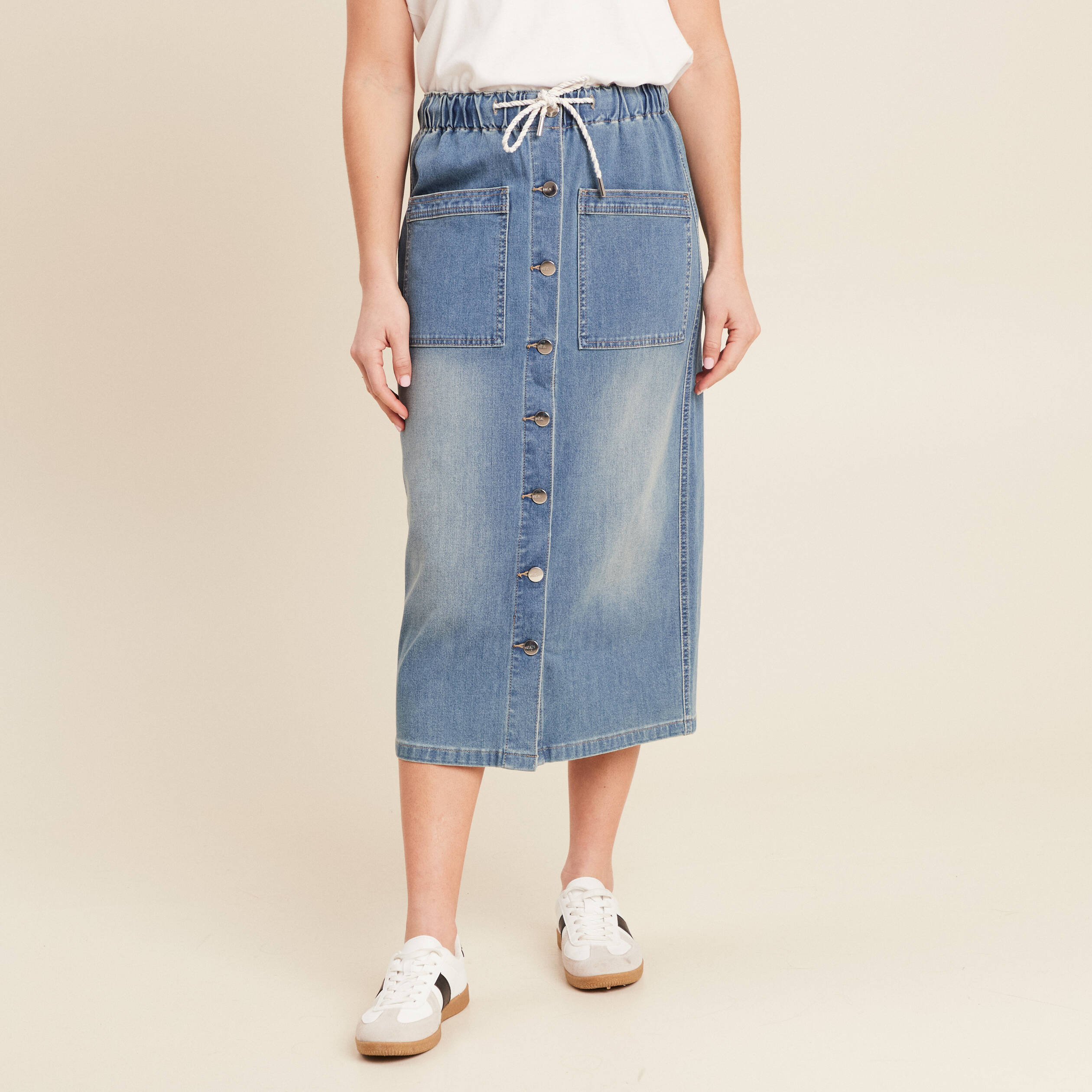 Jupe Longue Droite En Jean Denim Double Stone Femme Br al