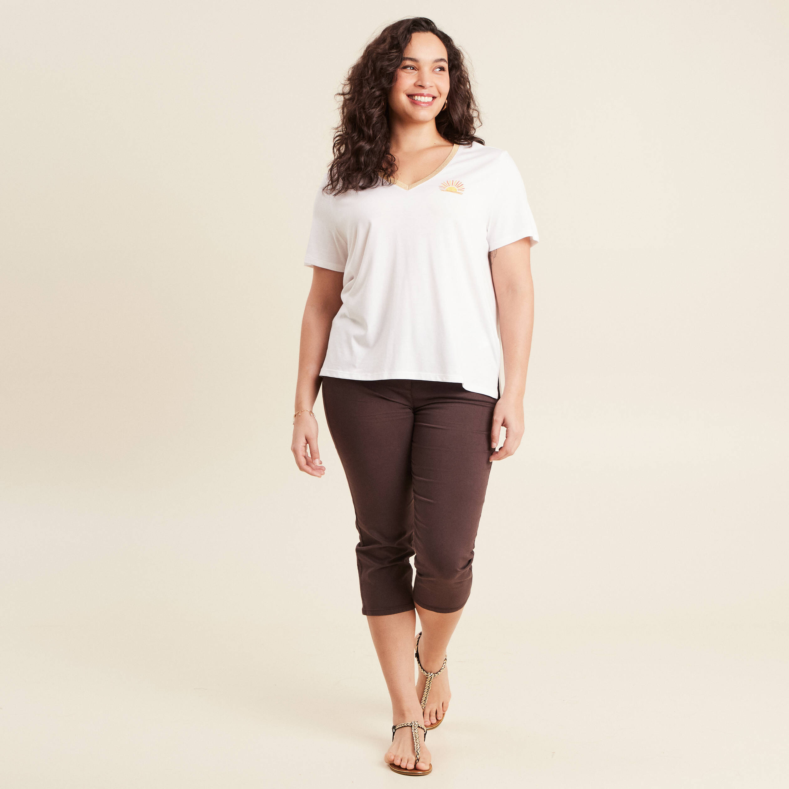 T-shirt manches courtes blanc femme