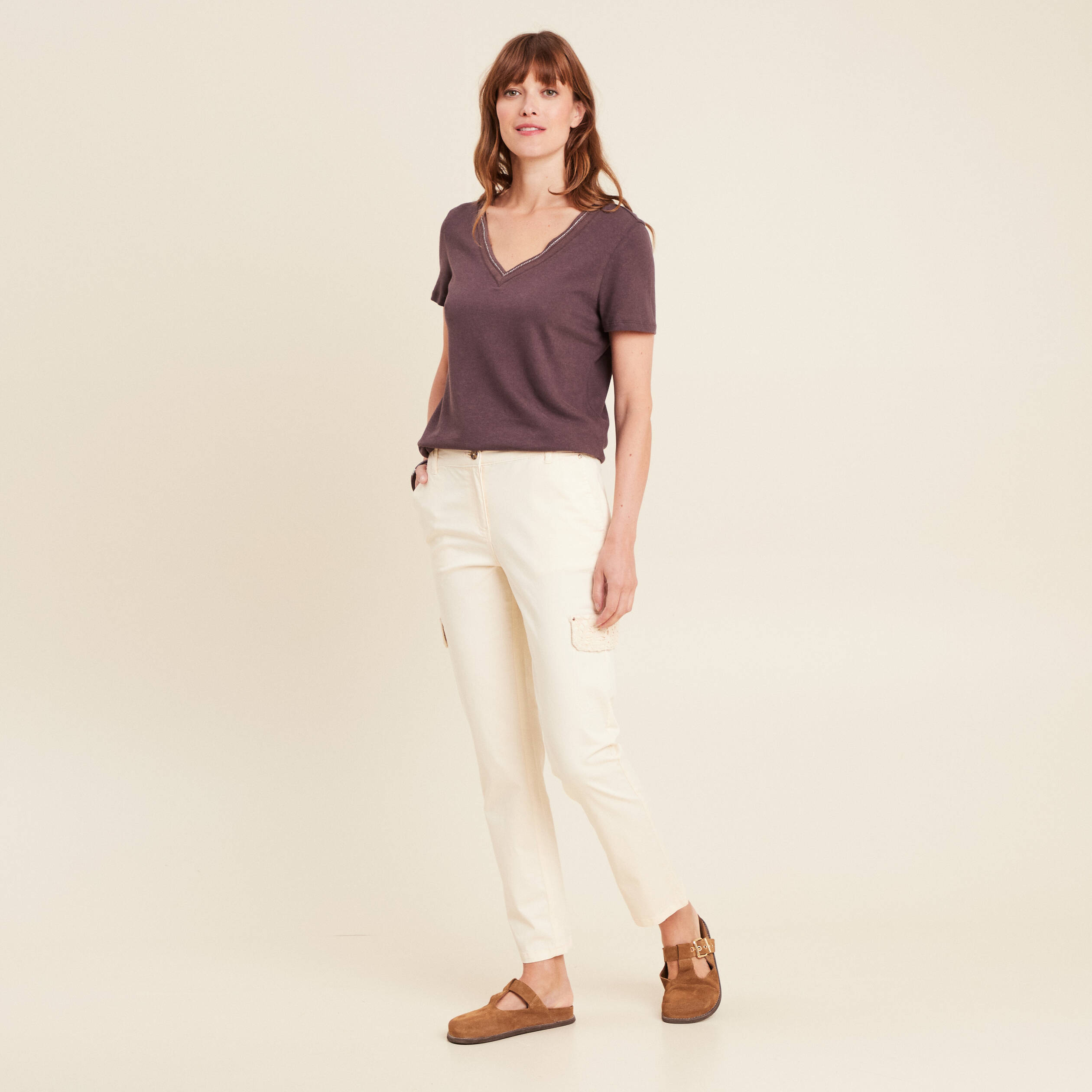 Pantalon jogpant 7/8ème ecru femme