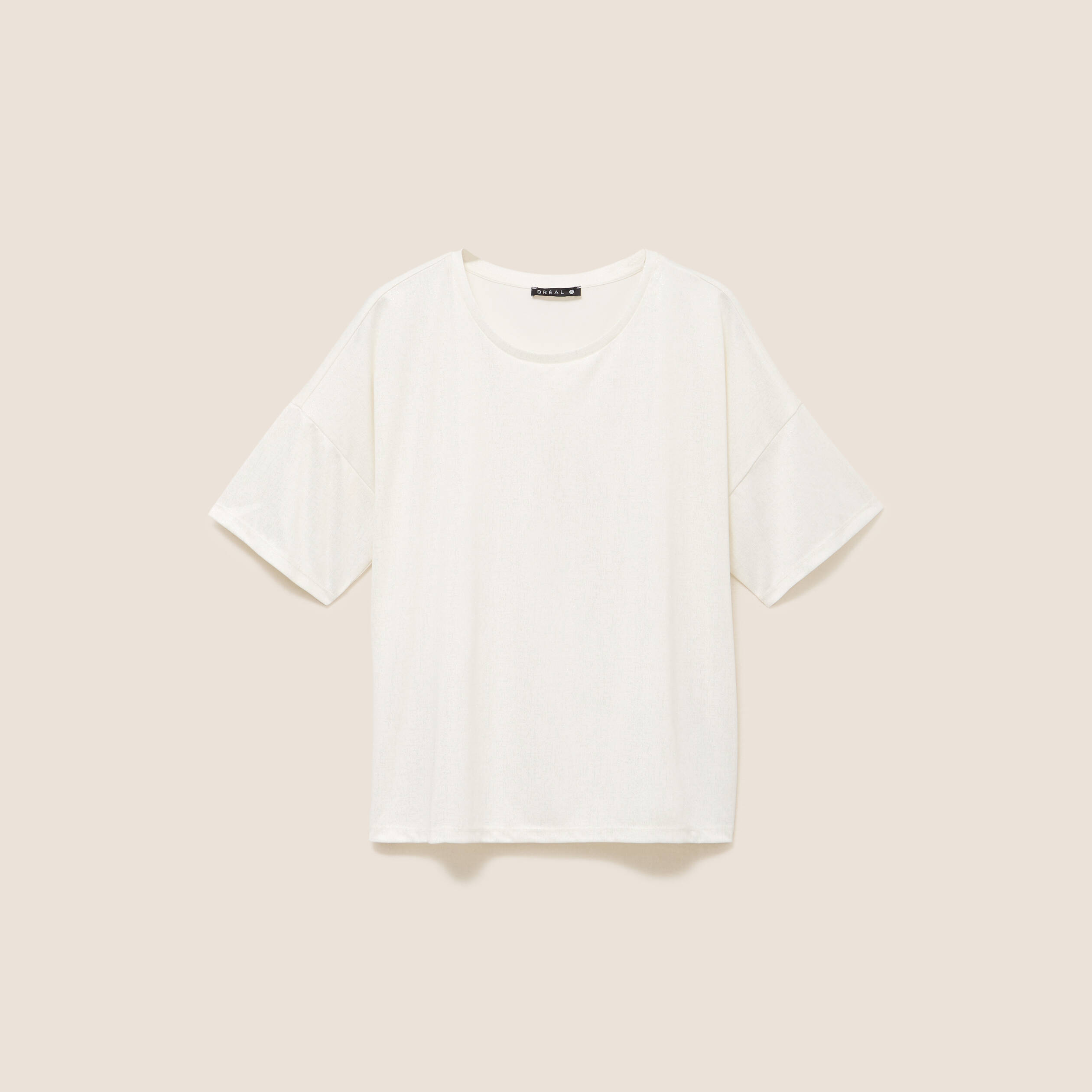 T-shirt manches coudes brillant ecru femme