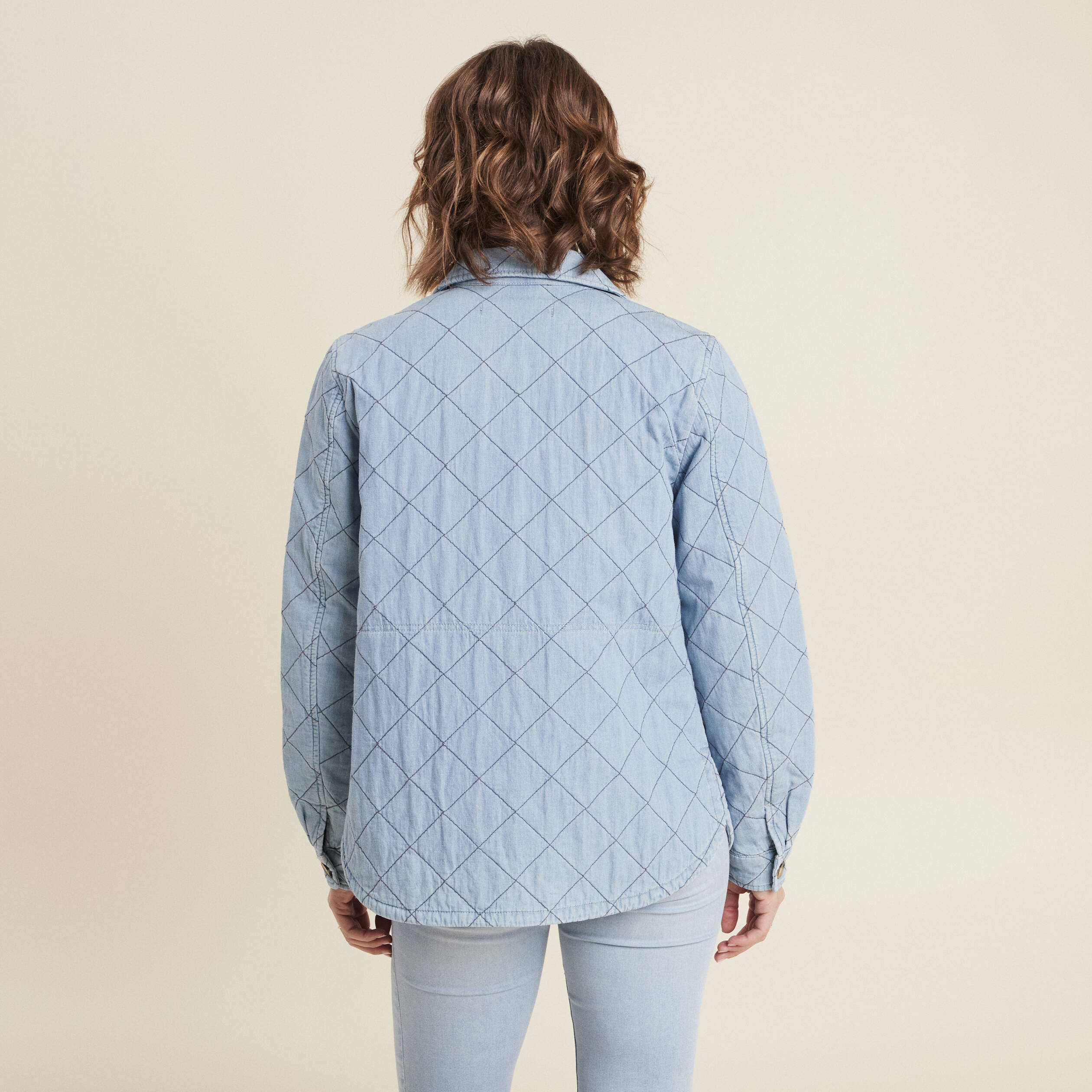 Surchemise manches longues denim double stone femme