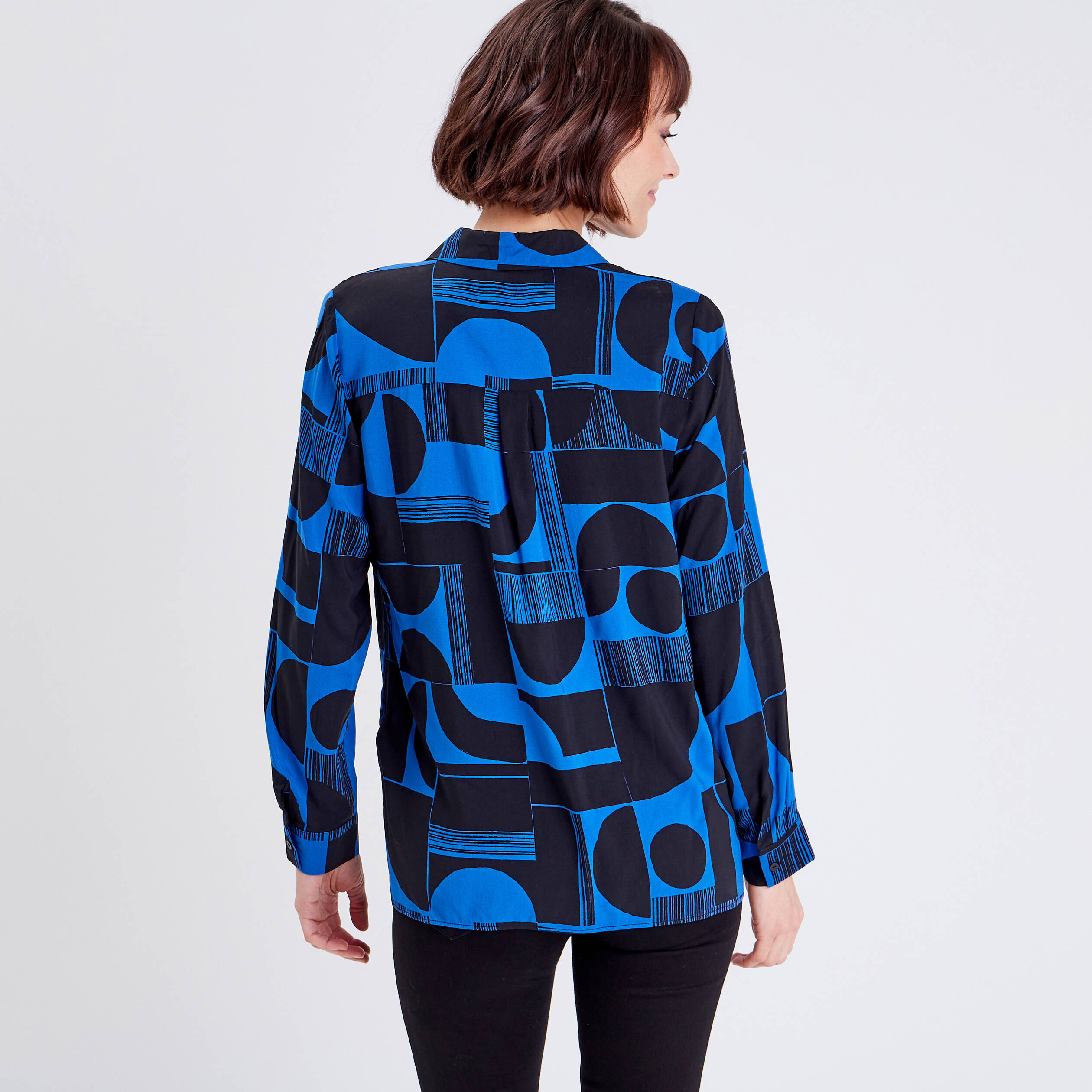 Chemise manches longues bleu electrique femme