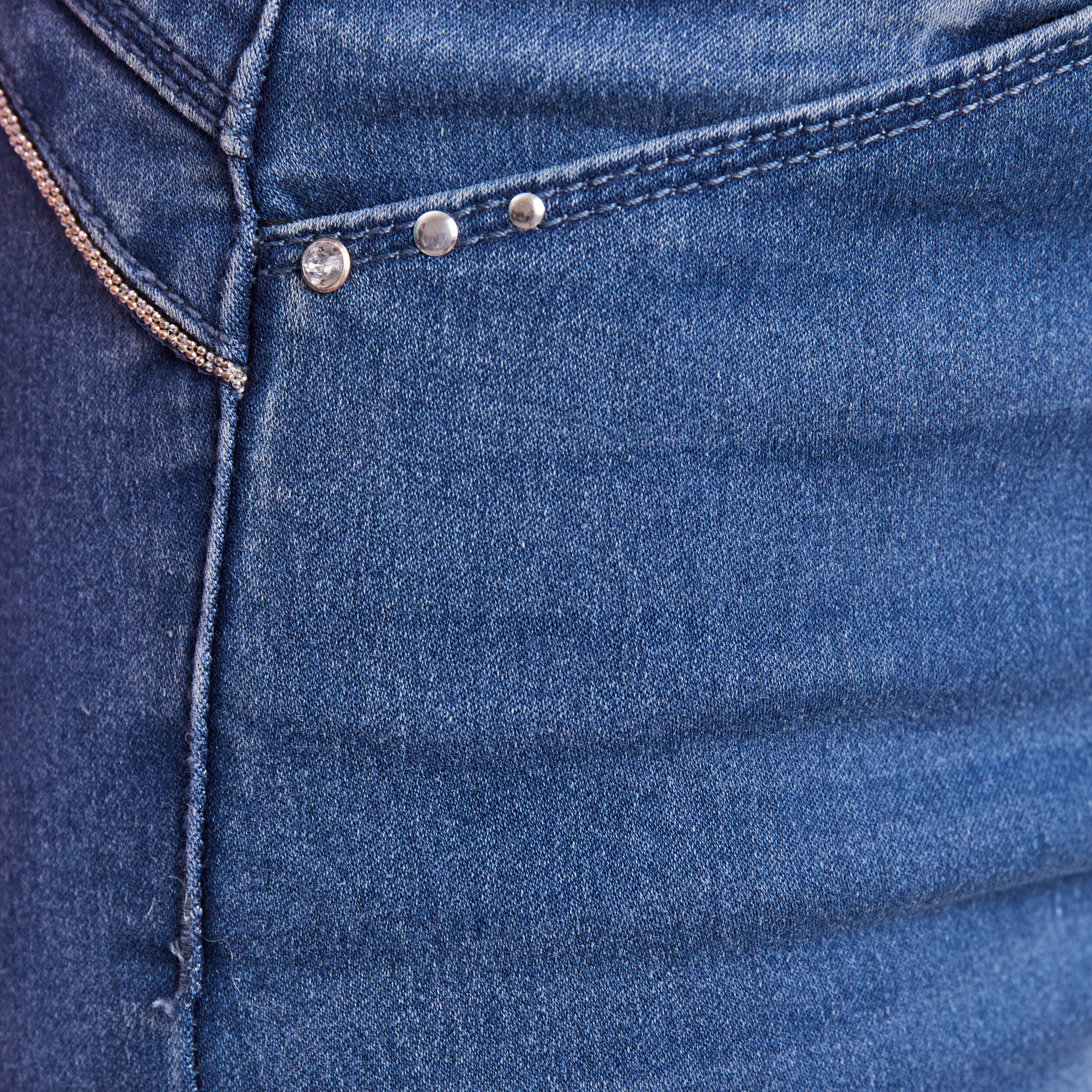 Jean ajusté taille haute denim double stone femme