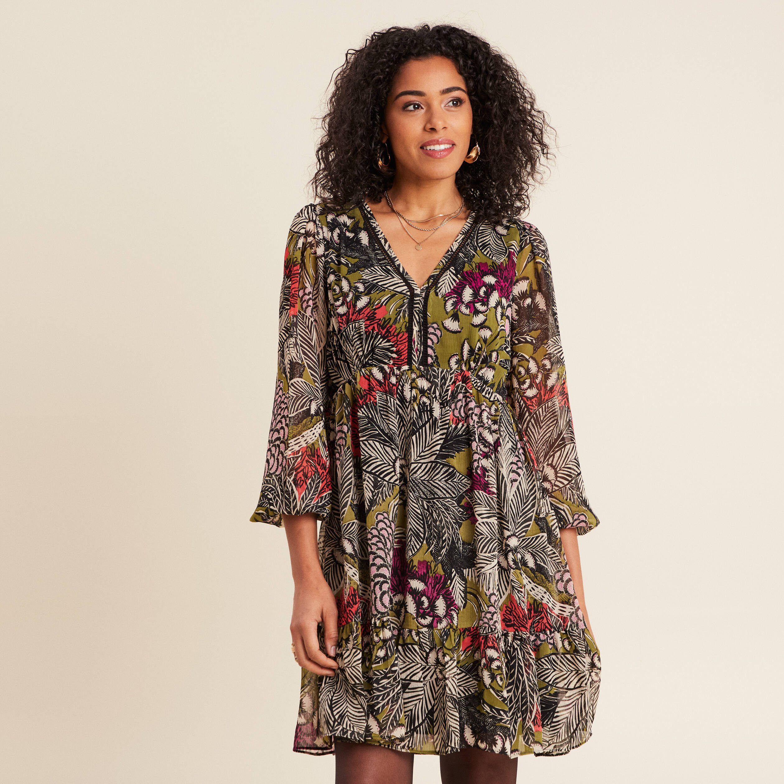 robe evasee fluide vert femme Robe évasée fluide vert femme