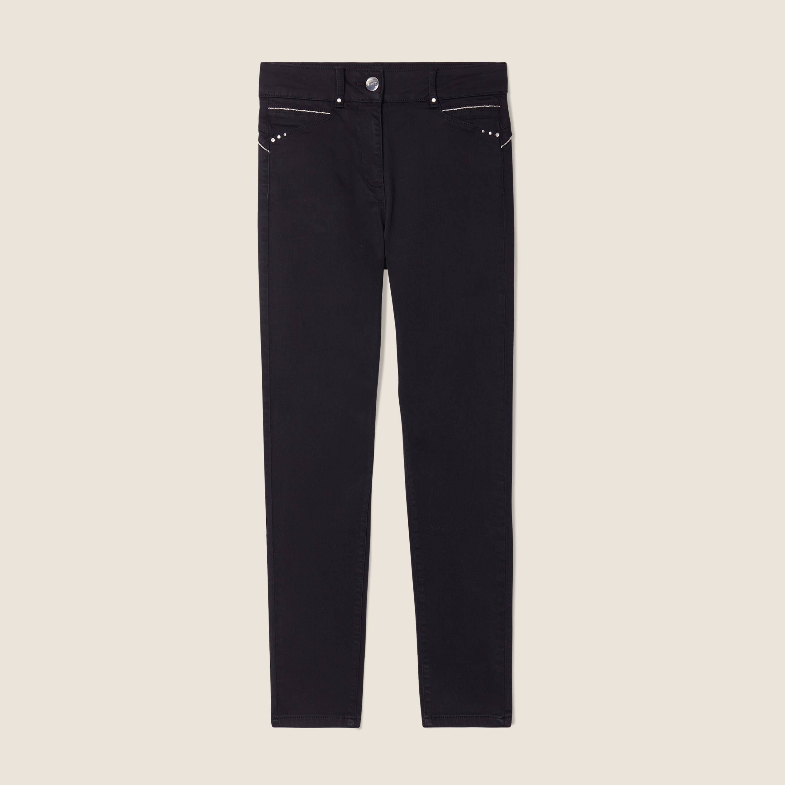 Pantalon coupe ajust&eacute;e taille haute noir femme