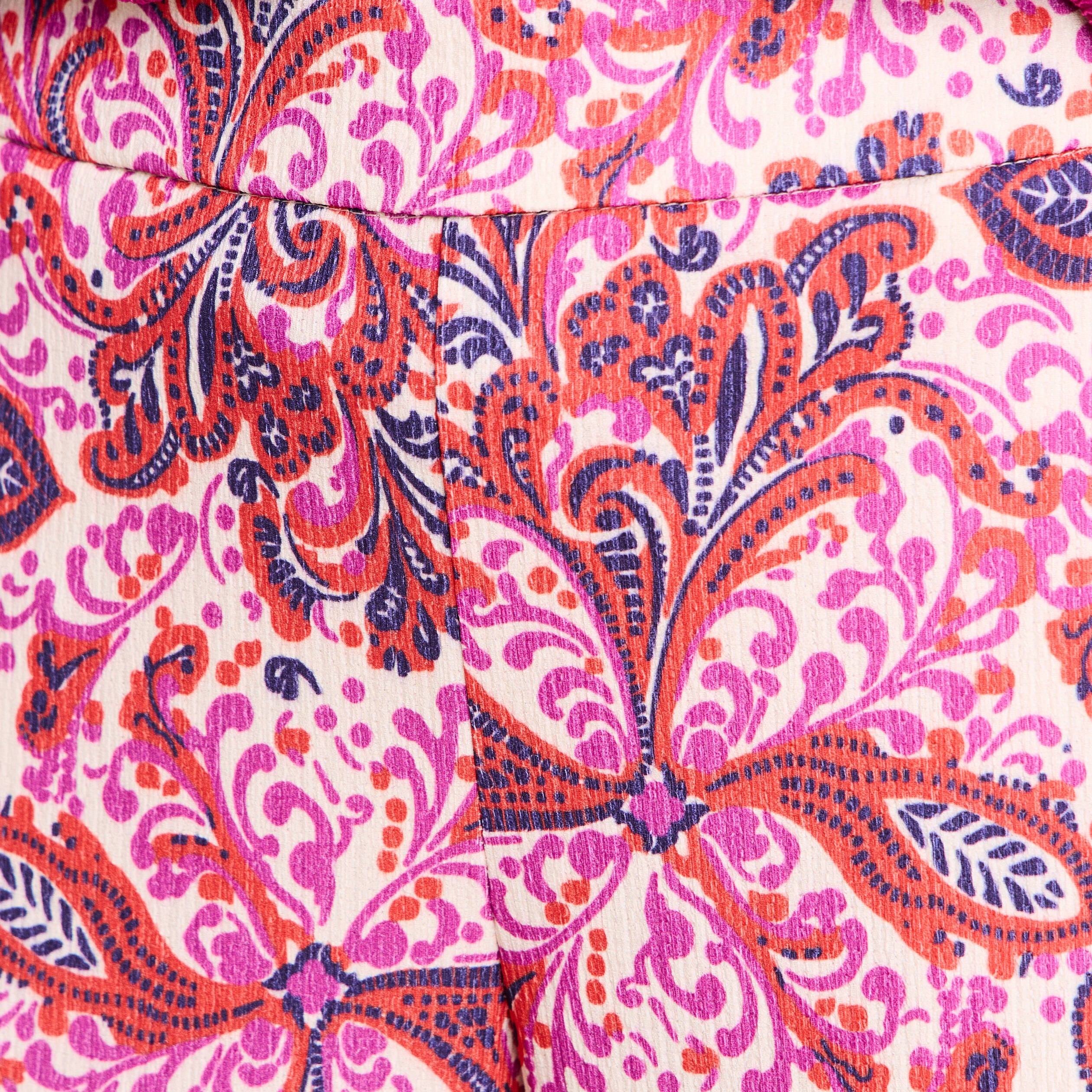 Pantalon large taille haute rose corail femme