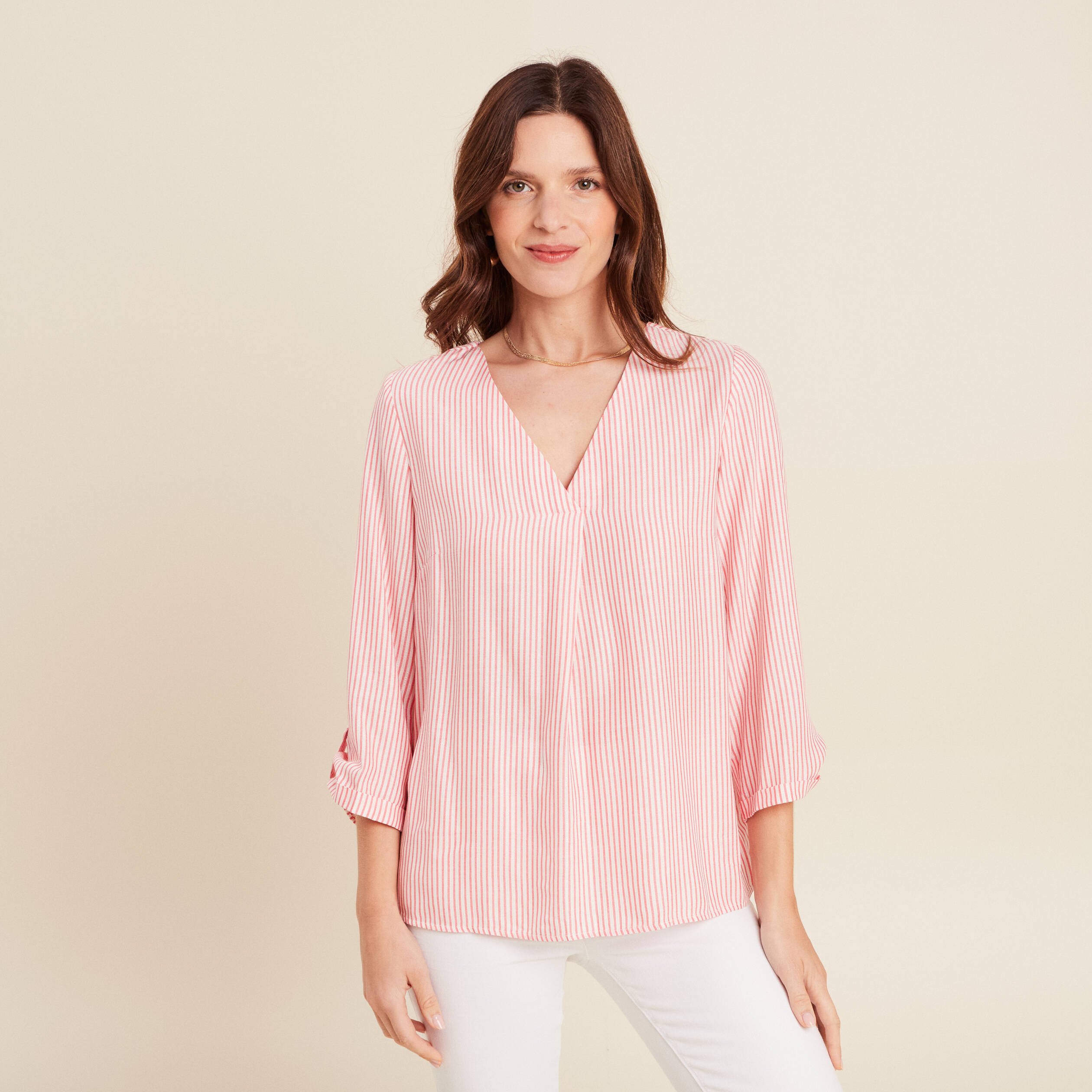 blouse fluide manches 34 rouge femme blouse fluide manches 3/4 rouge femme