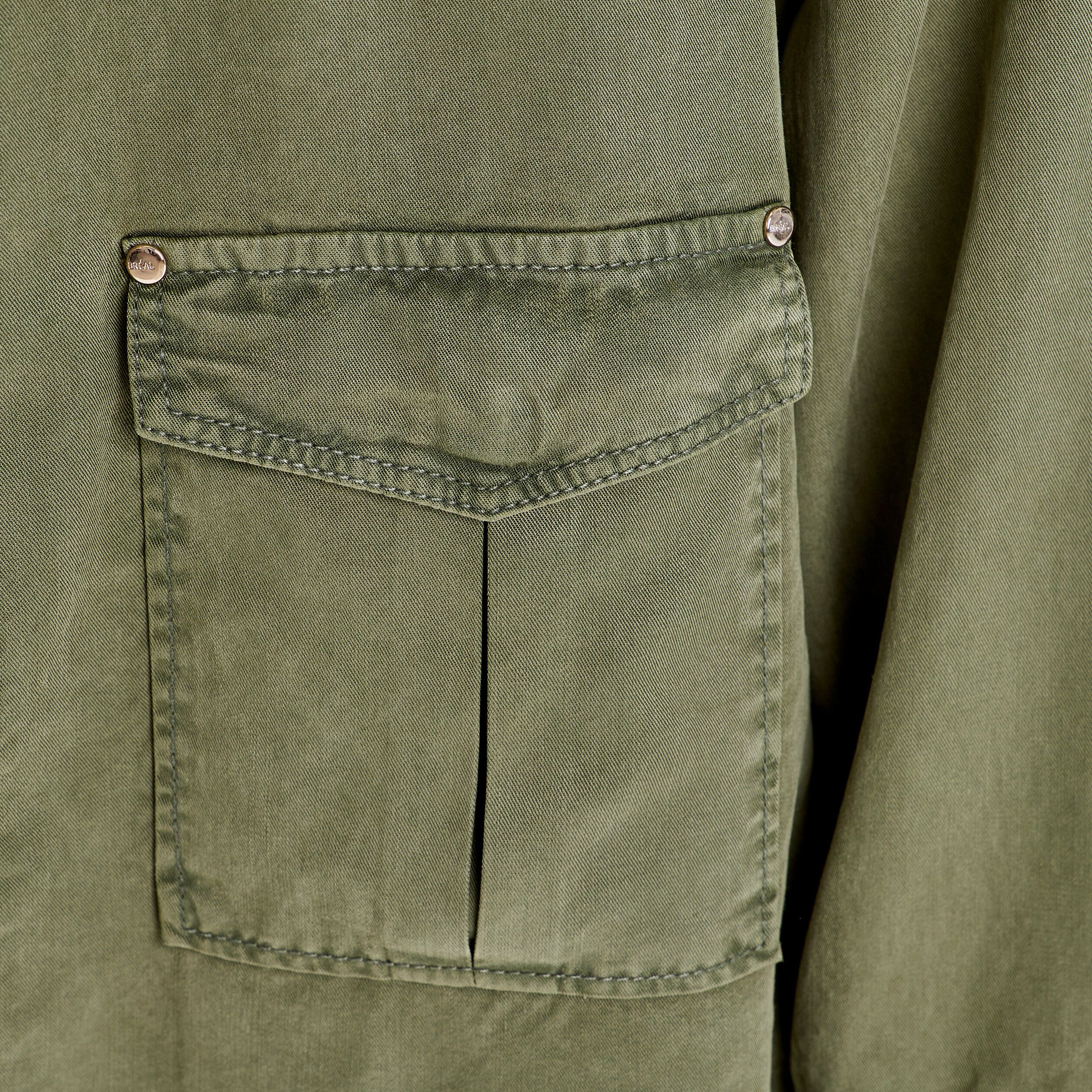 Veste droite boutonnée vert kaki femme