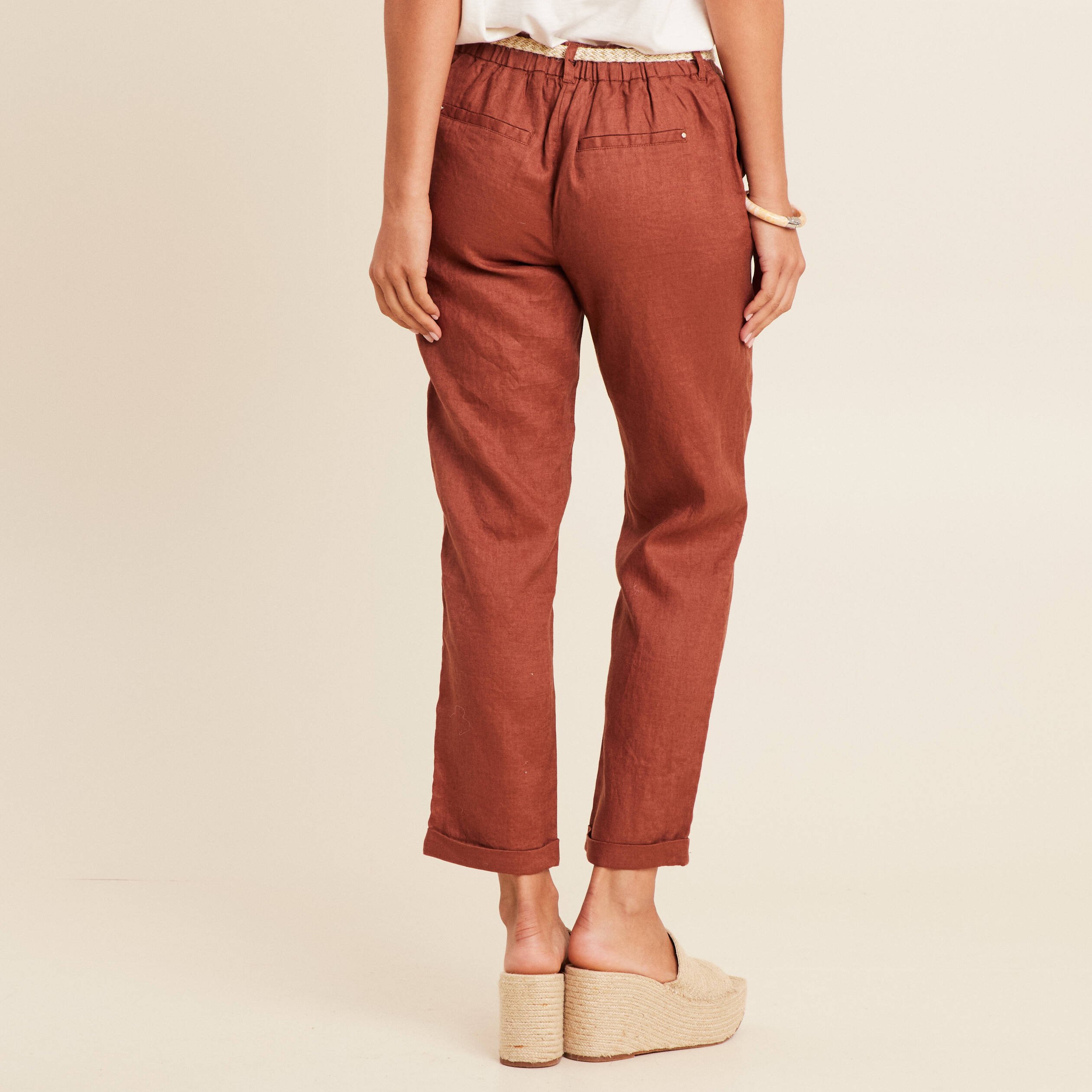 pantalon flou ceinture marron fonce femme Pantalon flou ceinturé marron foncé femme