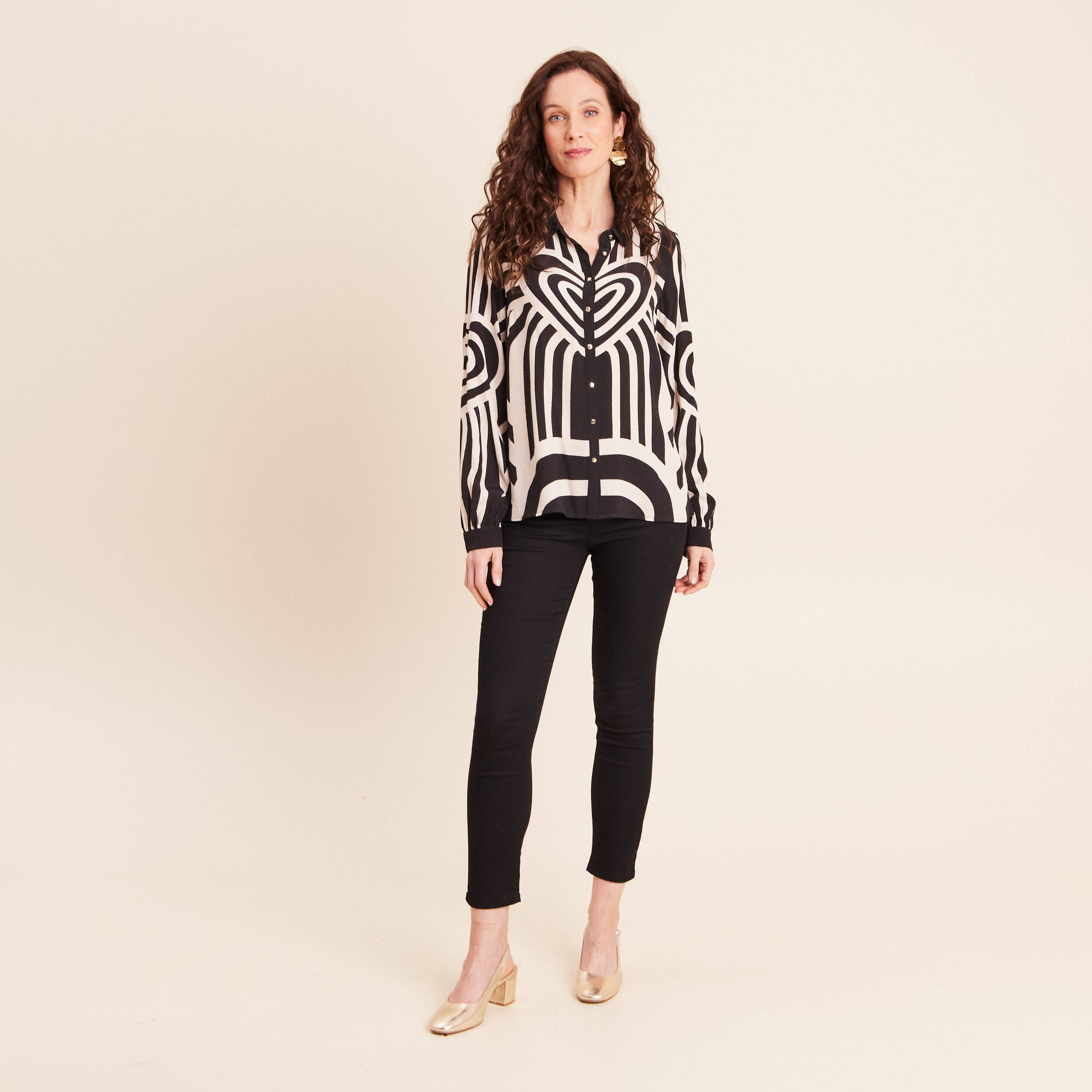 Chemise ample manches longues fluide blanc femme