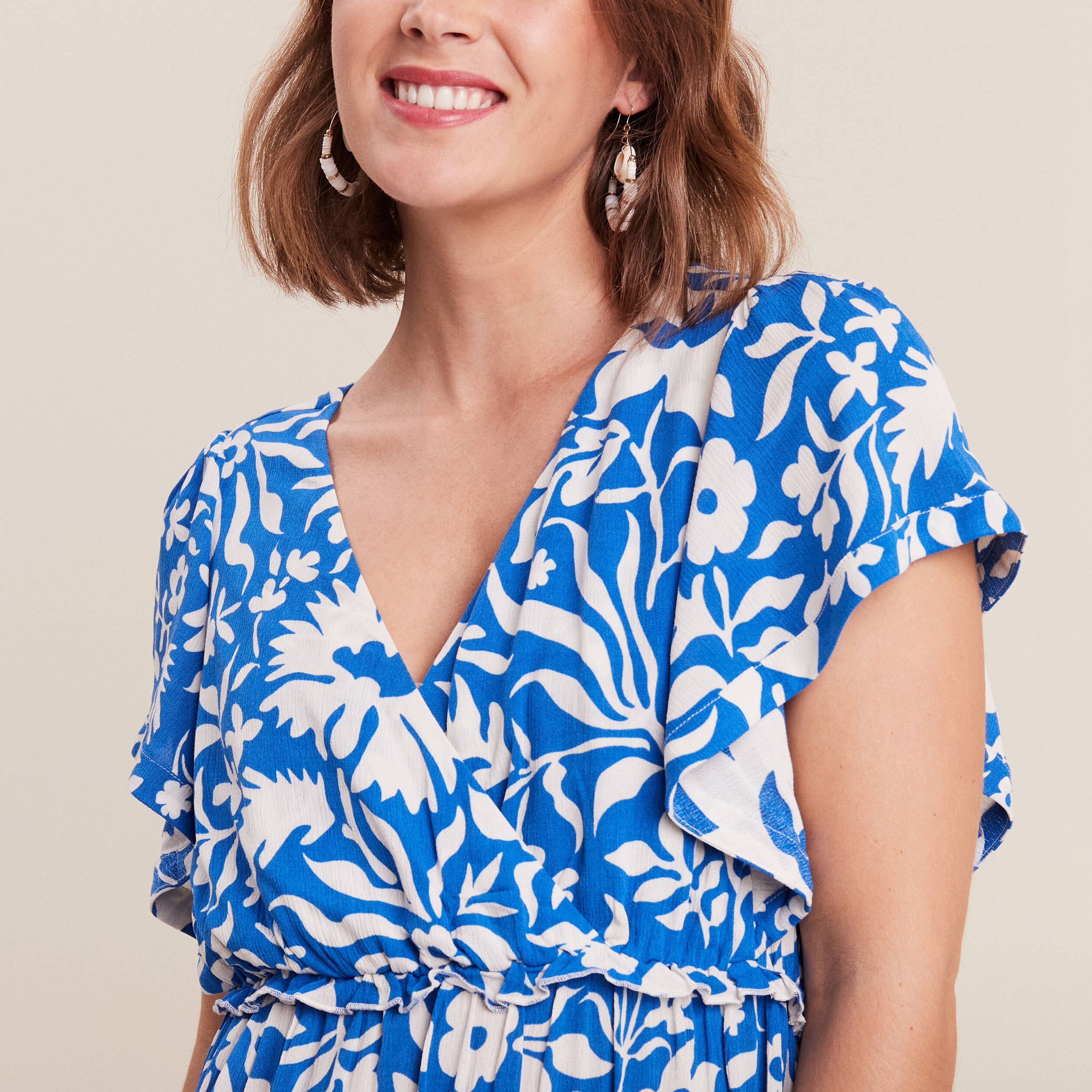 Robe longue droite bleu electrique femme | Br?�al