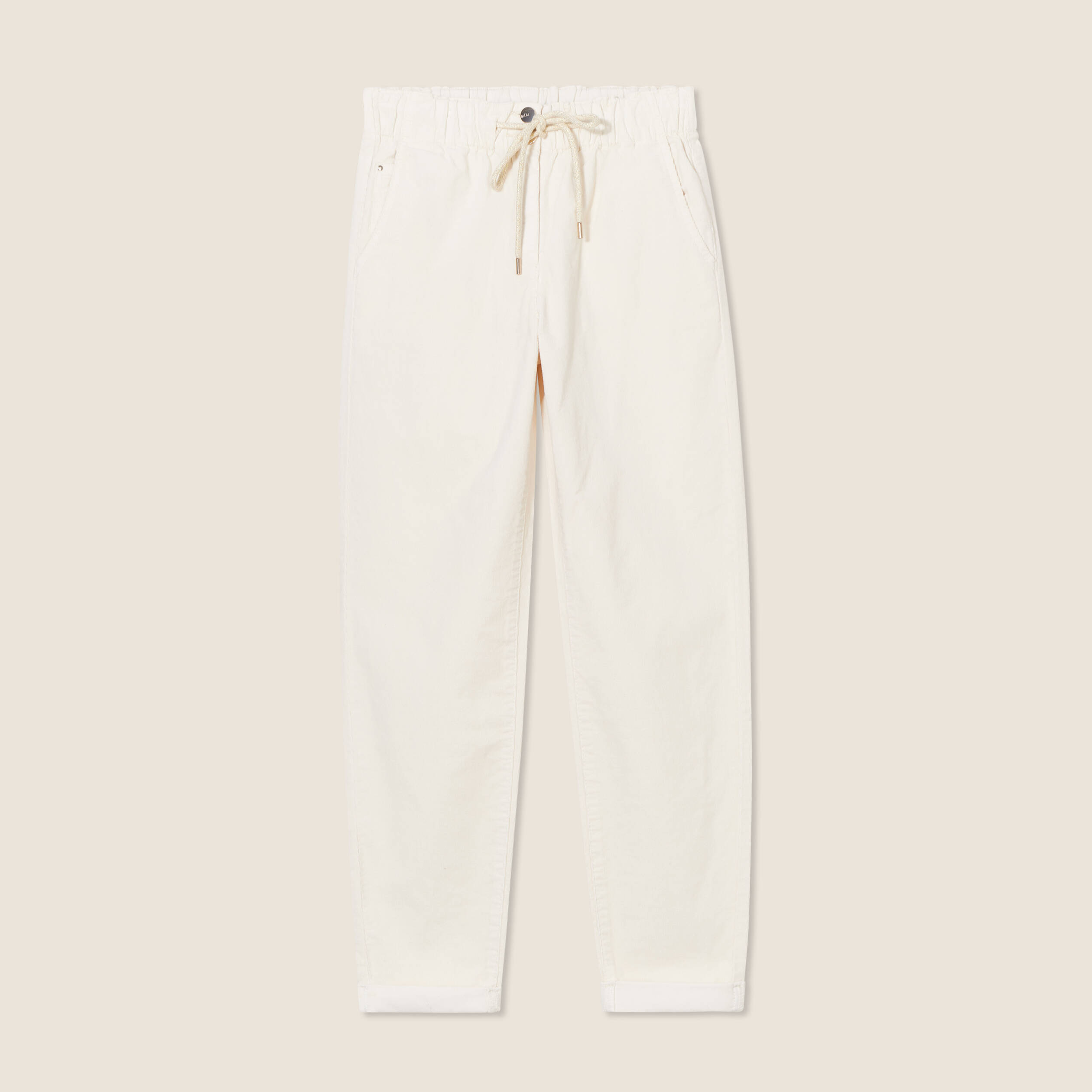 Pantalon jogging velours ivoire femme