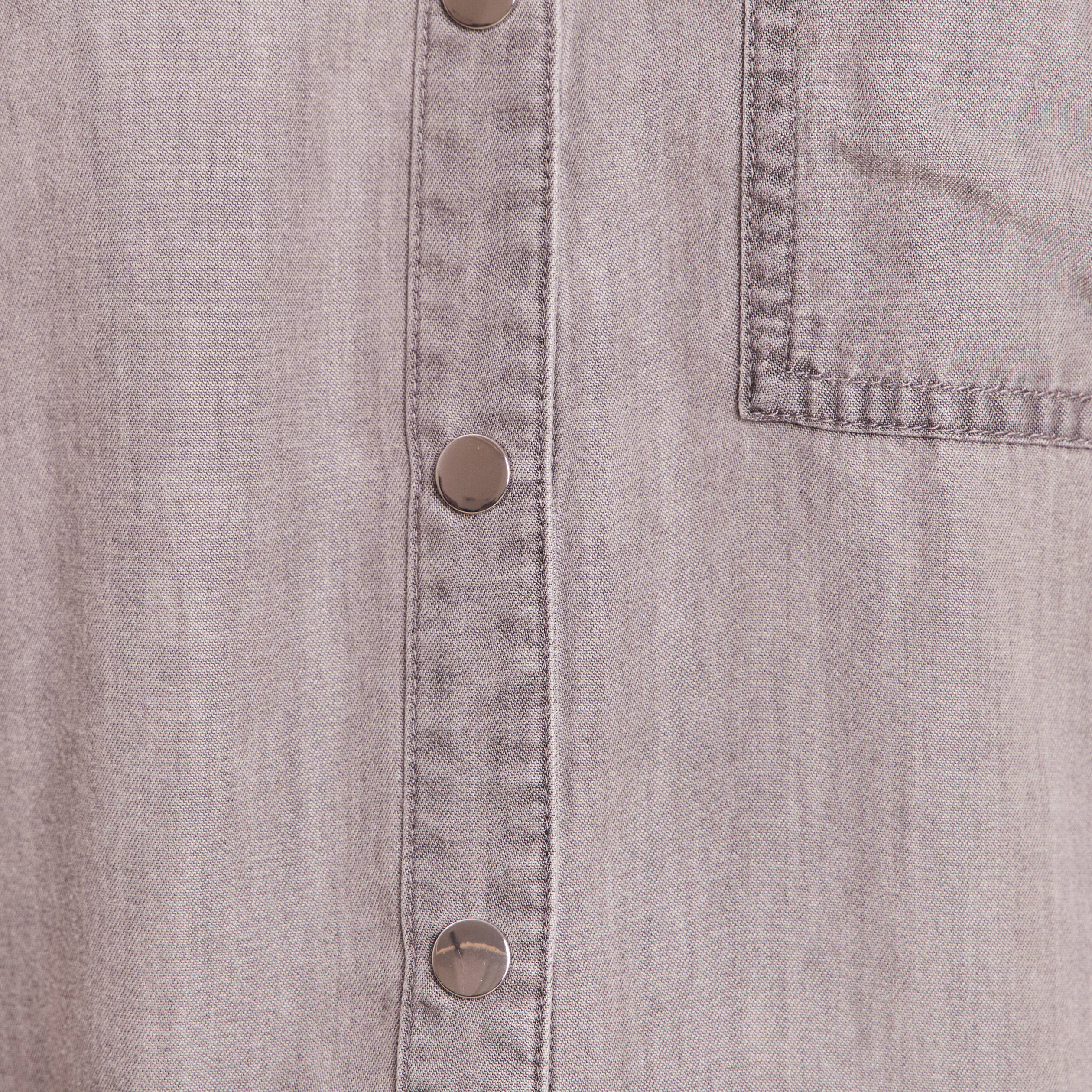 Chemise col chemise manches longues denim gris femme