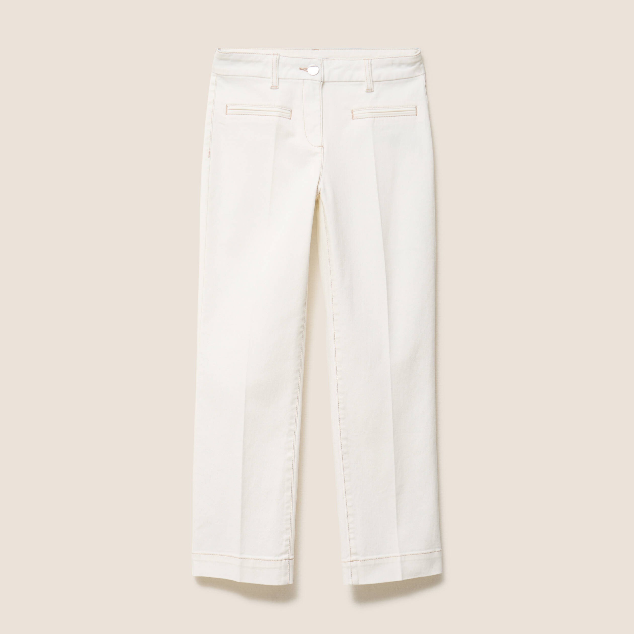 Jean coupe droite 7/8&egrave;me ecru femme