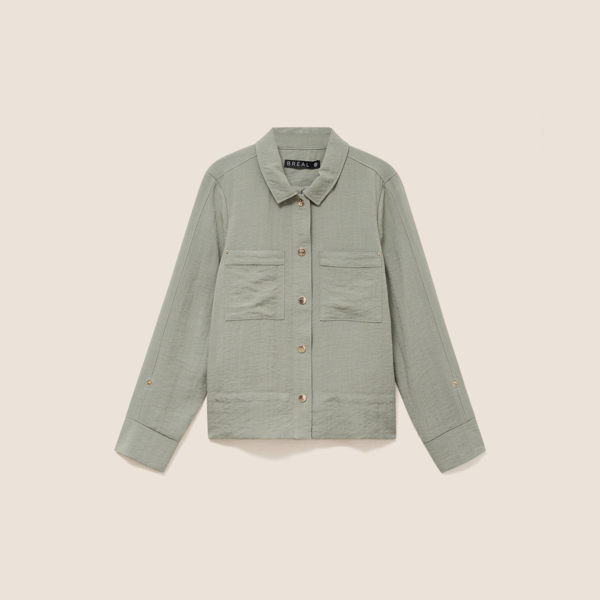 Blouson bas resserr&eacute; manches longue vert clair femme