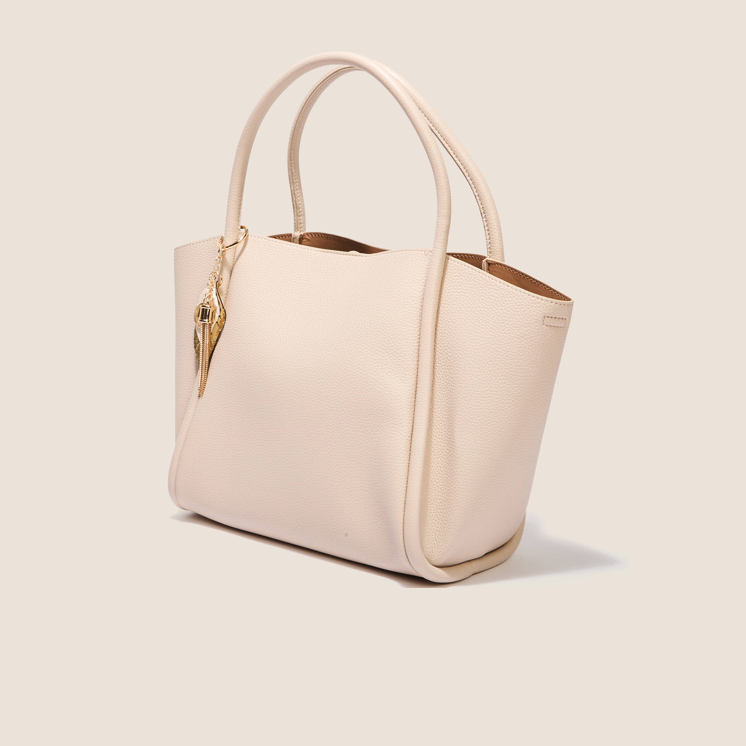 Sac cabas détail pampille sable femme