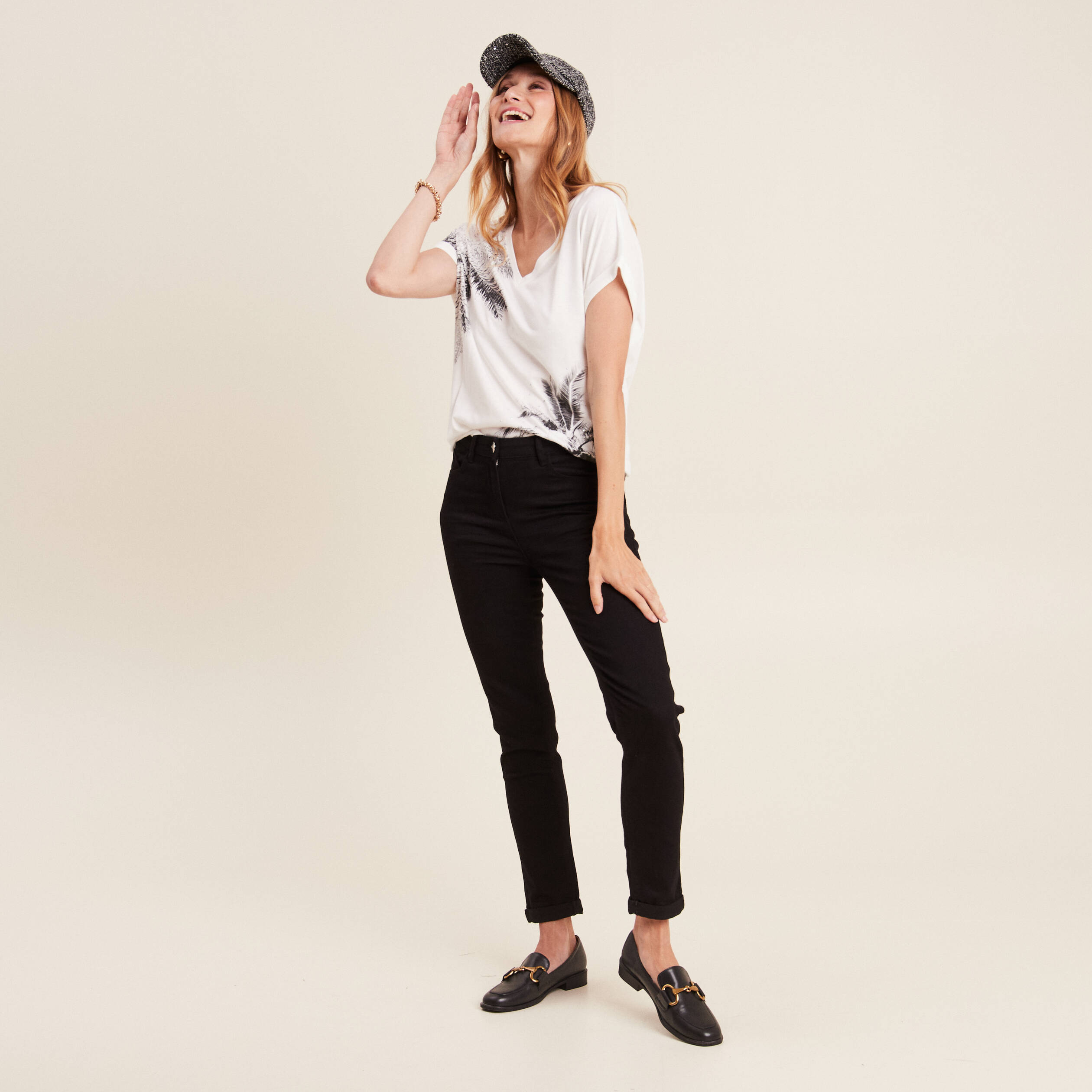 T-shirt manches courtes blanc femme