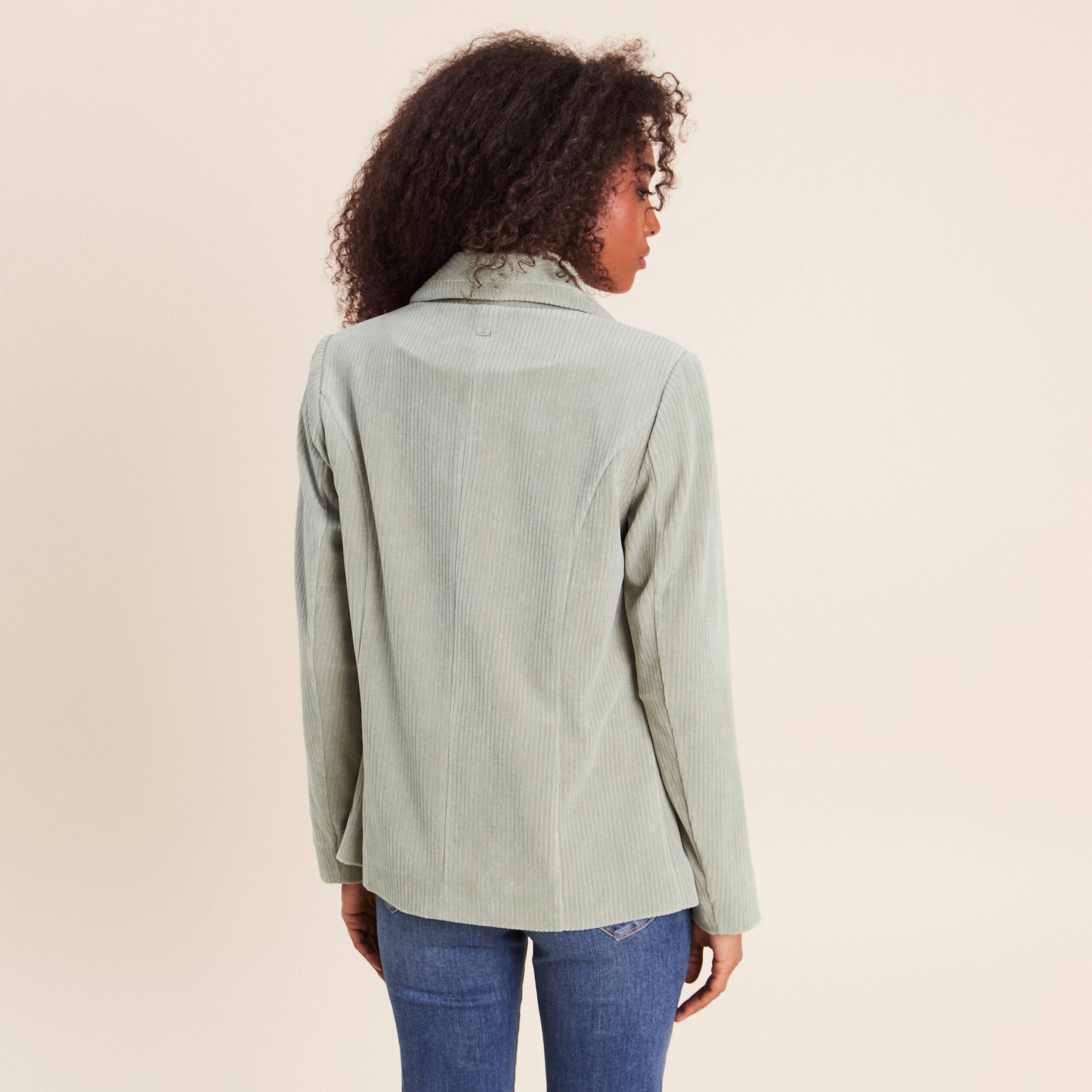 Veste tailleur velours vert clair femme