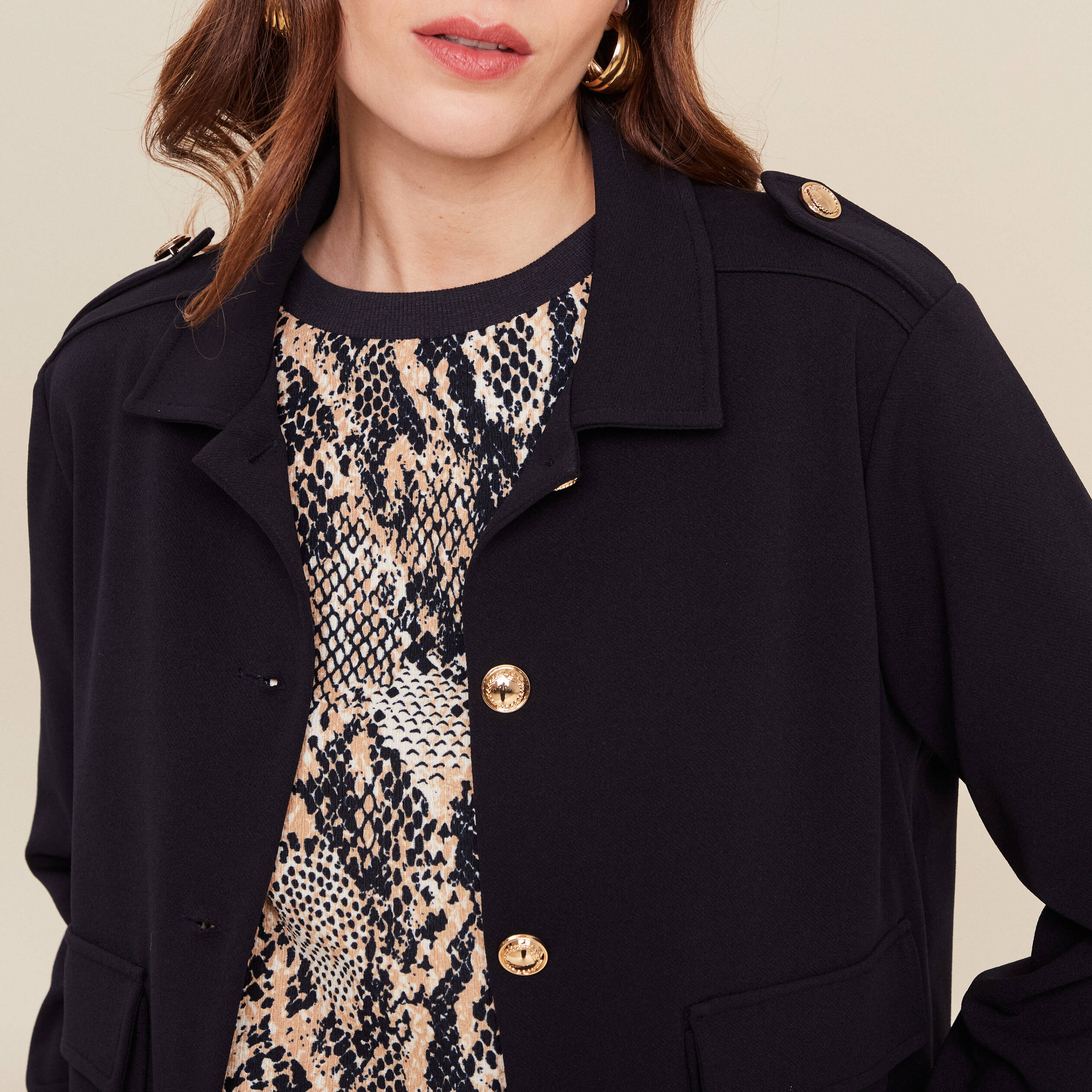 Veste boutonnée bleu foncé femme