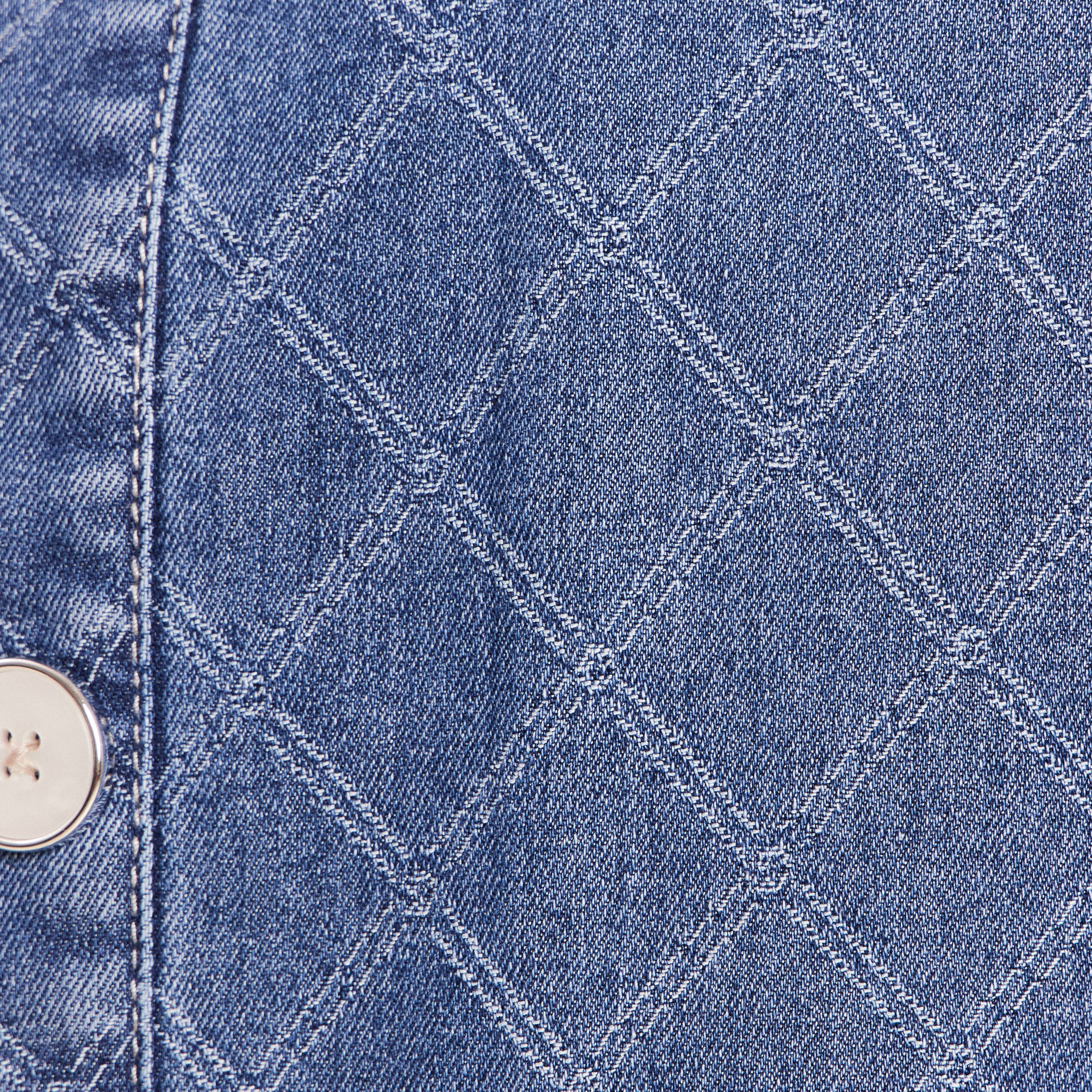 Veste courte droite en jean doubl&eacute;e denim stone femme