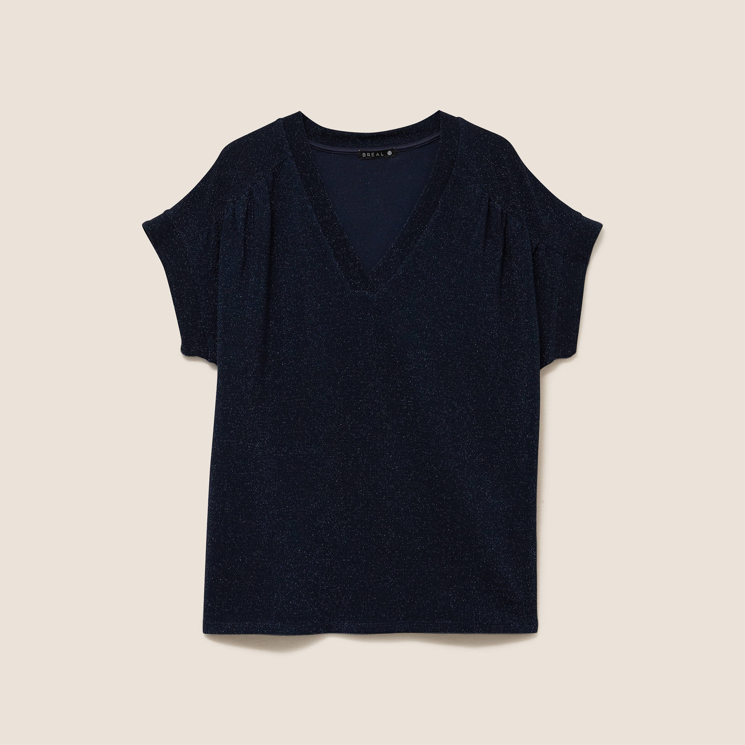 T-shirt manches courtes bleu fonc&eacute; femme
