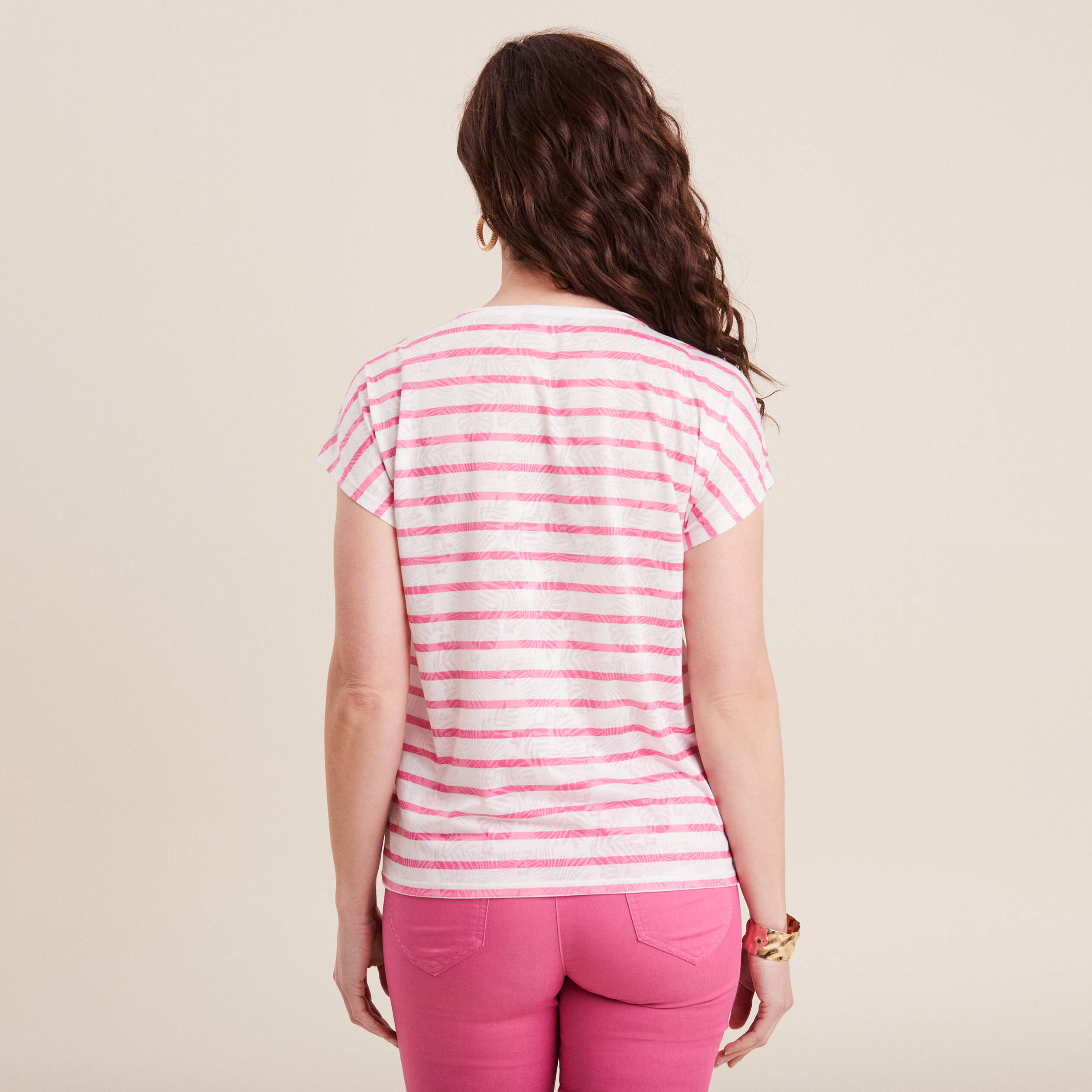 T-shirt manches courtes rose femme