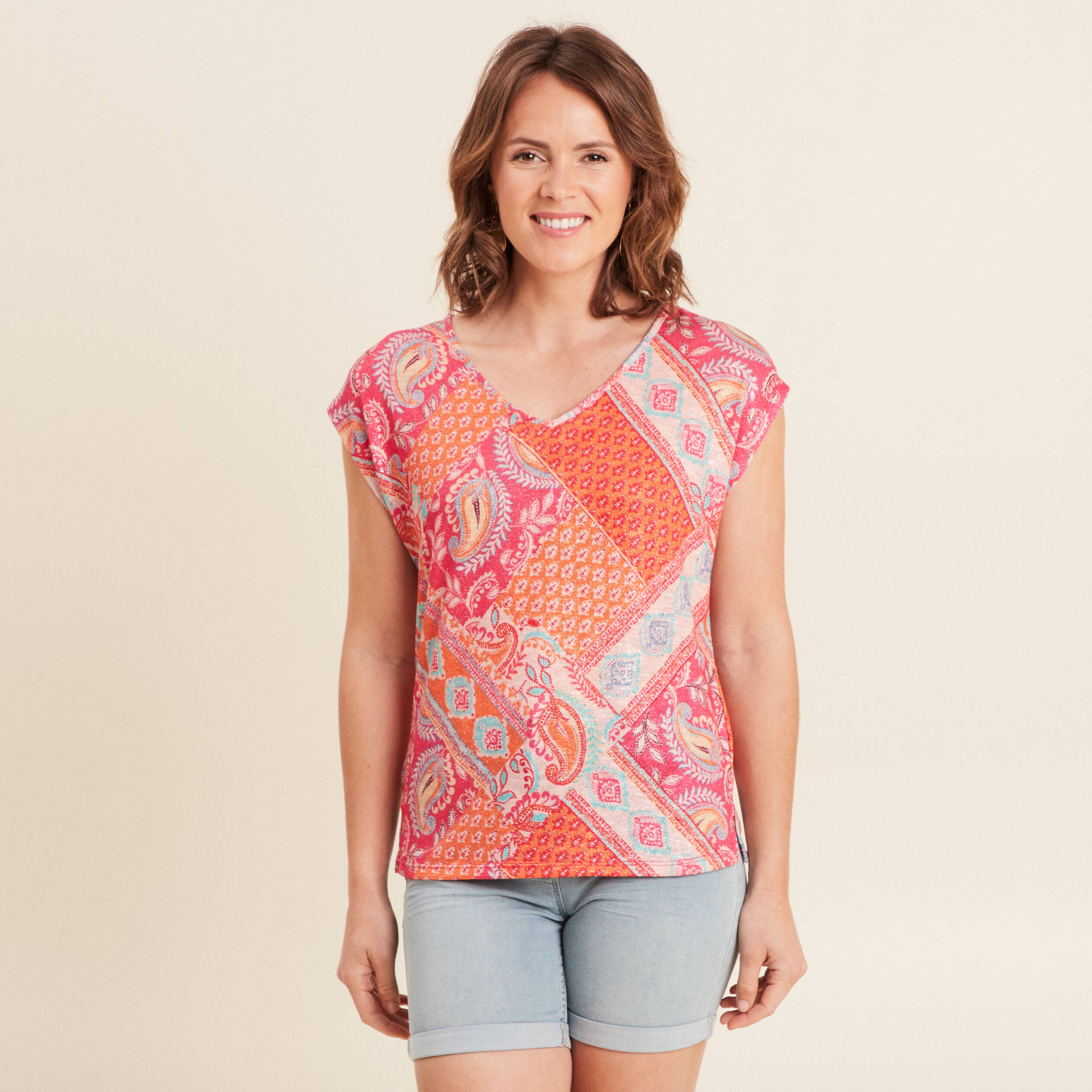 T-shirt manches courtes orange femme