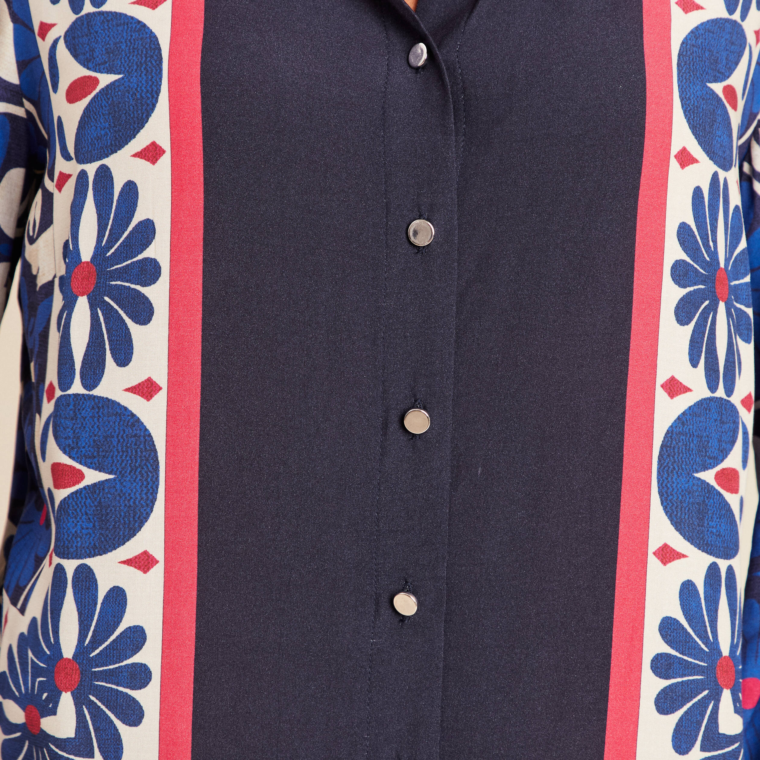 Chemise manches longues fluide bleu femme