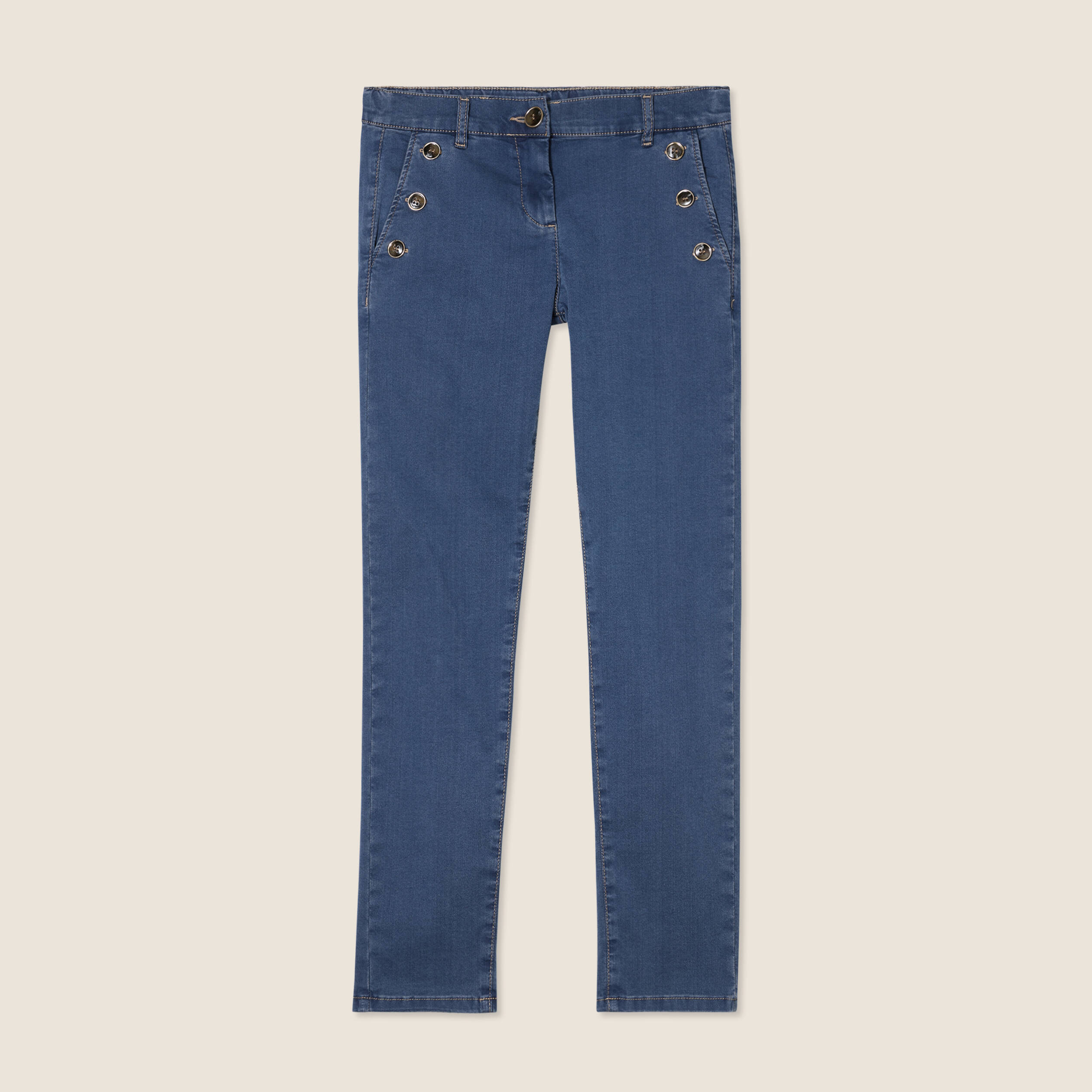 Jean ajusté 7/8ème à pont denim double stone femme