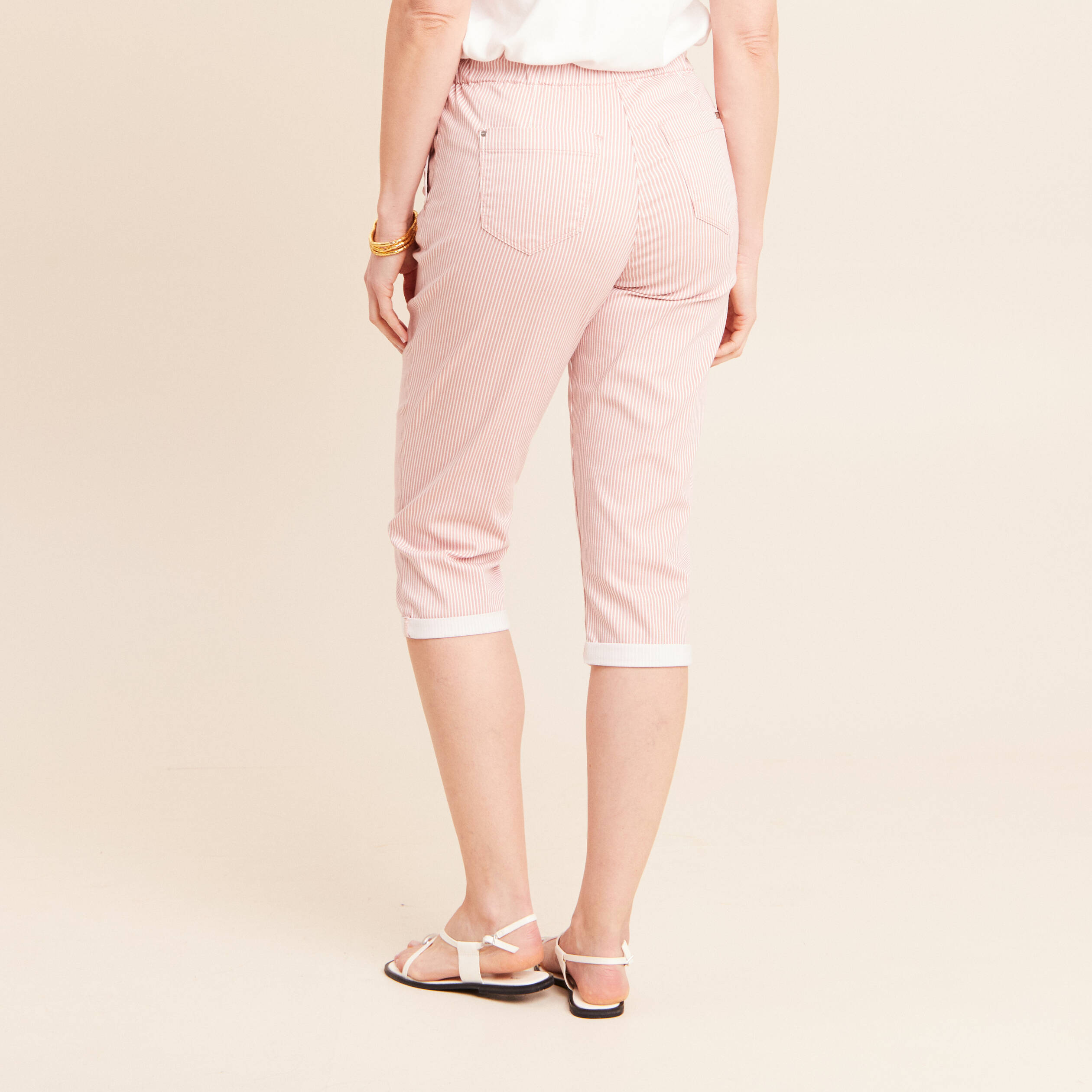 Pantacourt coupe mom large rose femme
