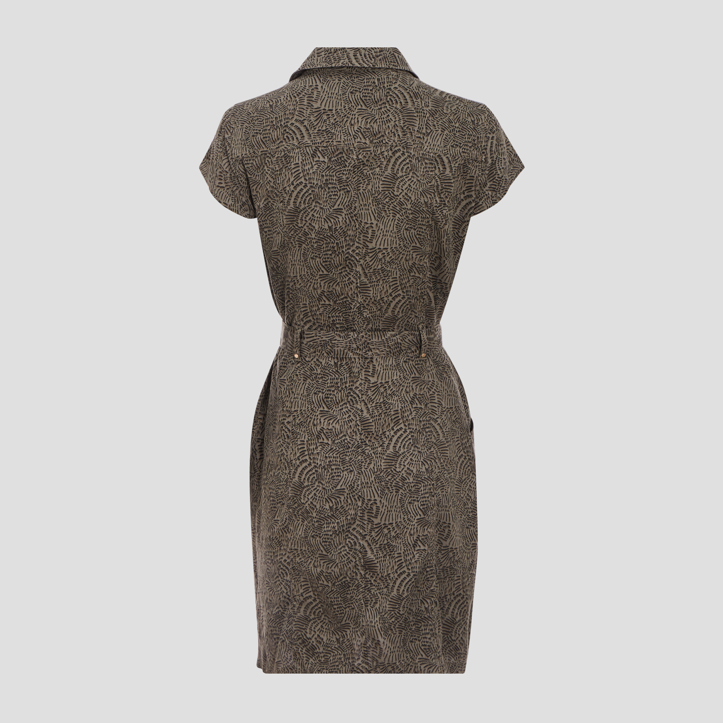 Robe droite zippée vert kaki femme